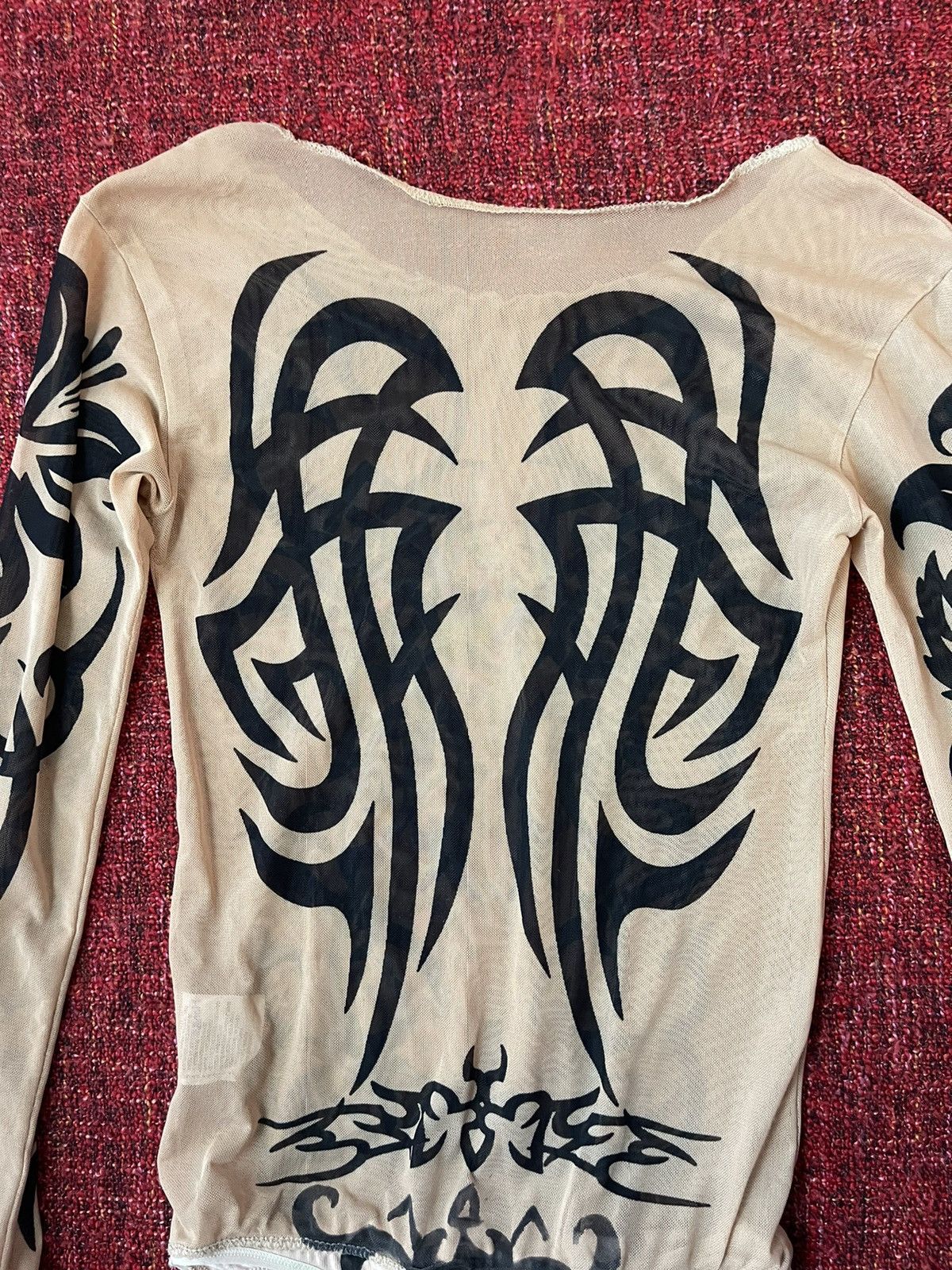 Vintage Vintage 90s tattoo tribal mesh JPG style longsleeve bodysuit Size S / US 4 / IT 40 - 4 Thumbnail
