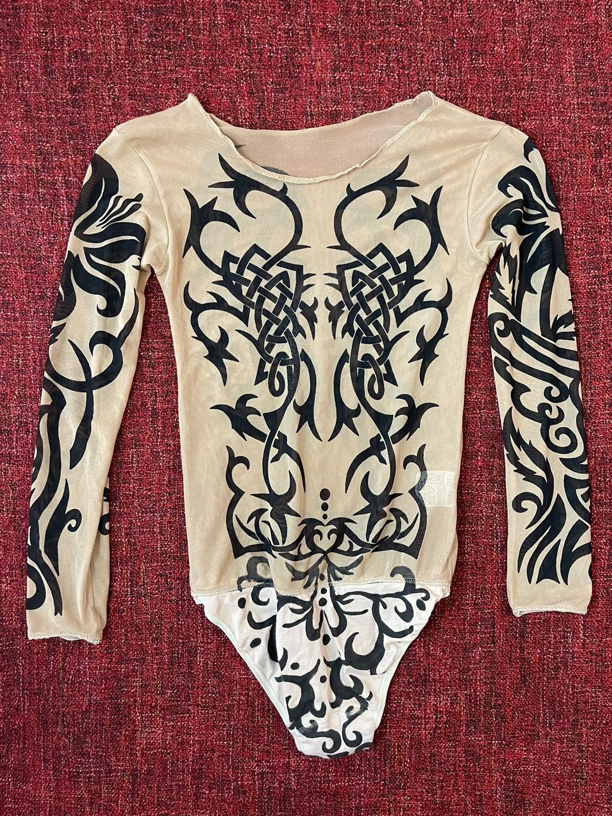 Vintage Vintage 90s tattoo tribal mesh JPG style longsleeve bodysuit Size S / US 4 / IT 40 - 5 Thumbnail