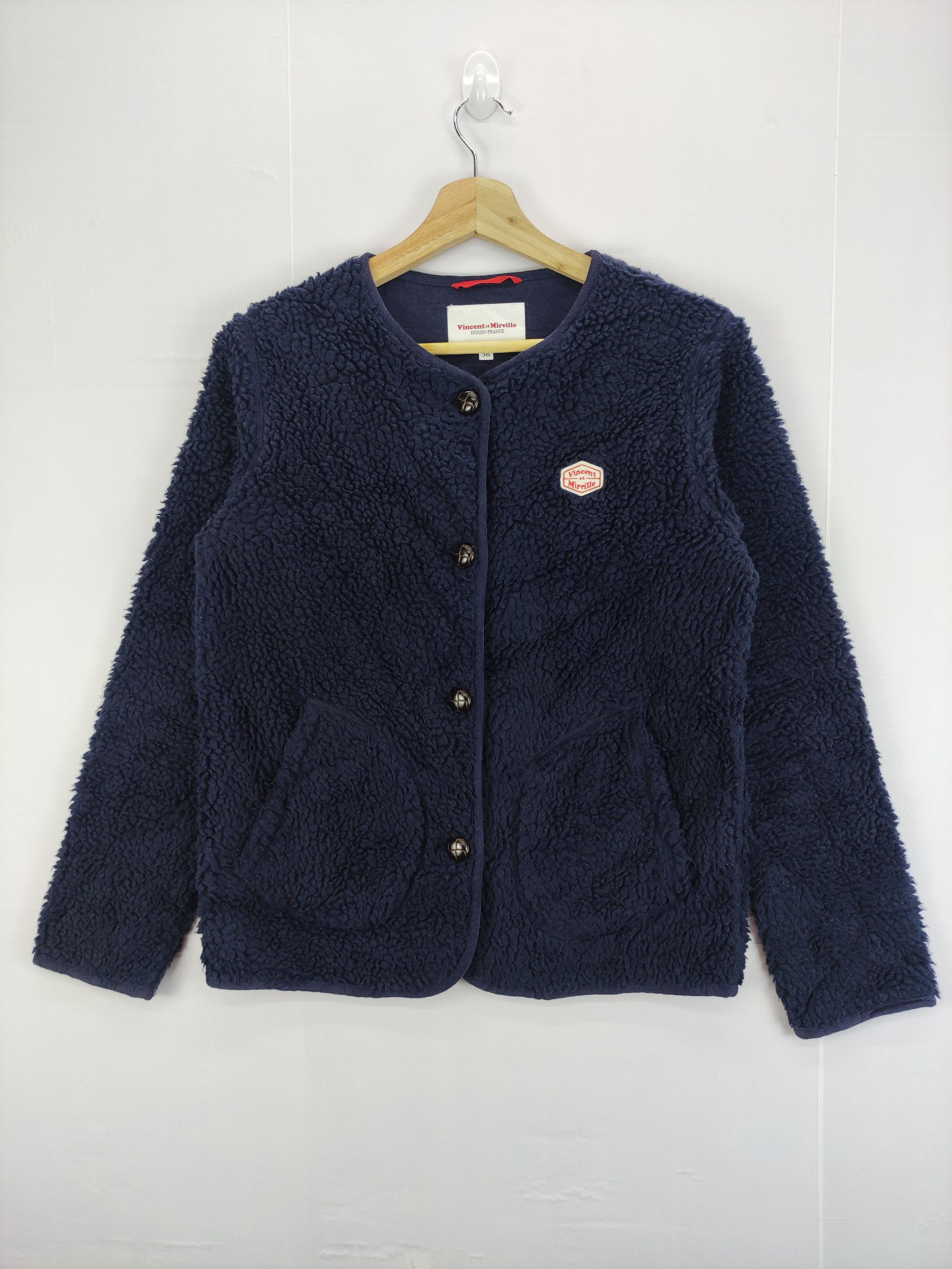 image of Vintage Vincent Mireille Fleece Jacket in Dark Blue, Women's (Size Small)