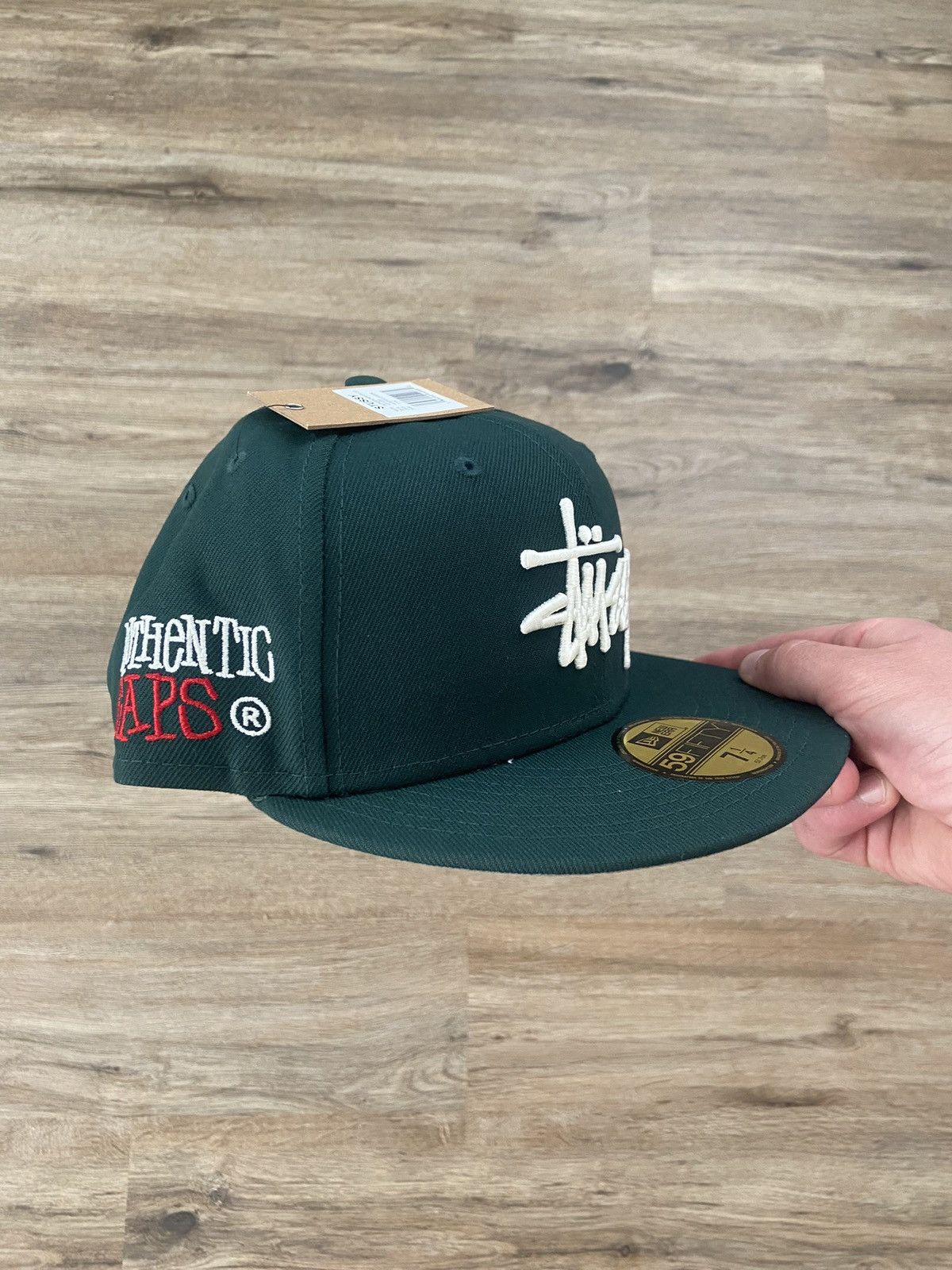 Pre-owned New Era X Stussy Authentic New Era Cap 7 1/4 In Green