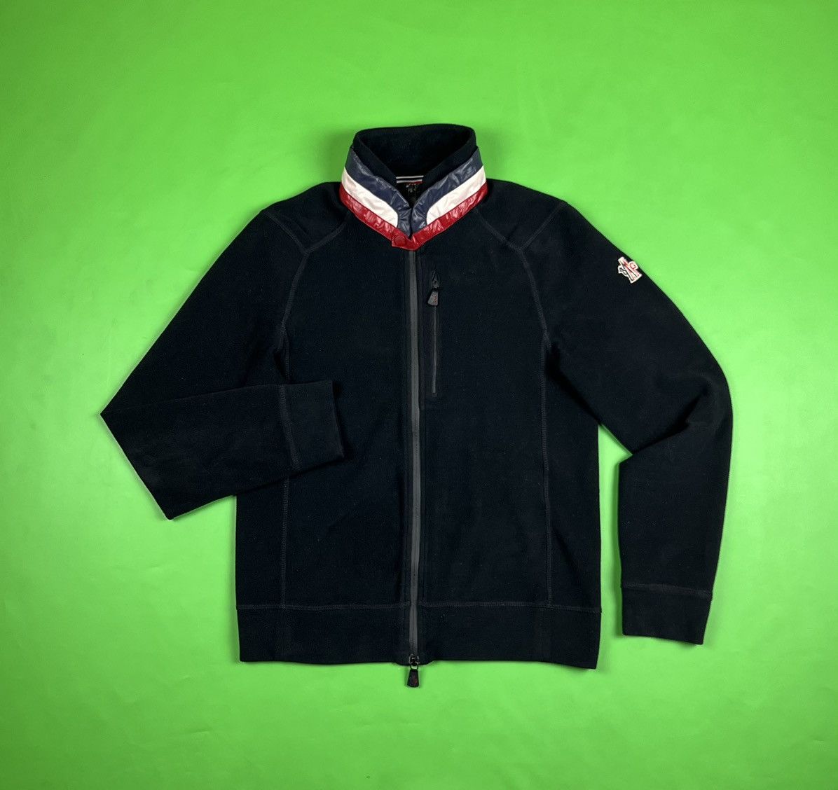 image of Moncler x Moncler Grenoble Maglia Cardigan Black Fleece Zip Jumper, Men's (Size Small)