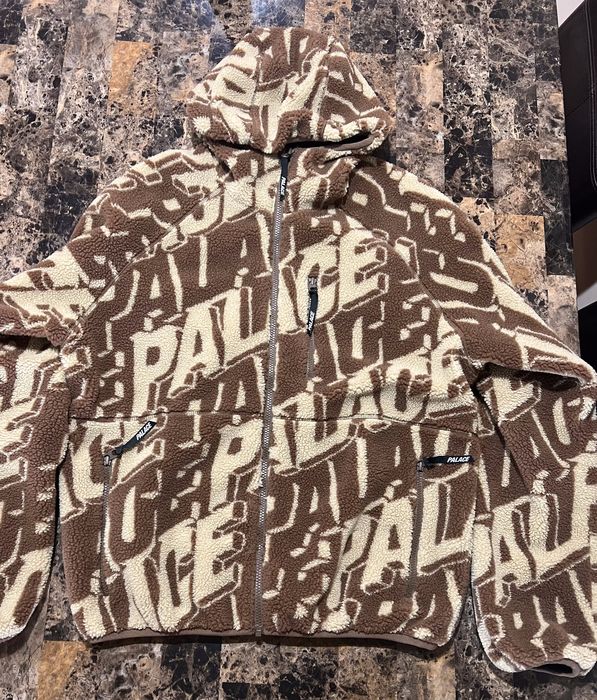 Palace Palace Jacquard Fleece Hooded Jacket Brown | Grailed