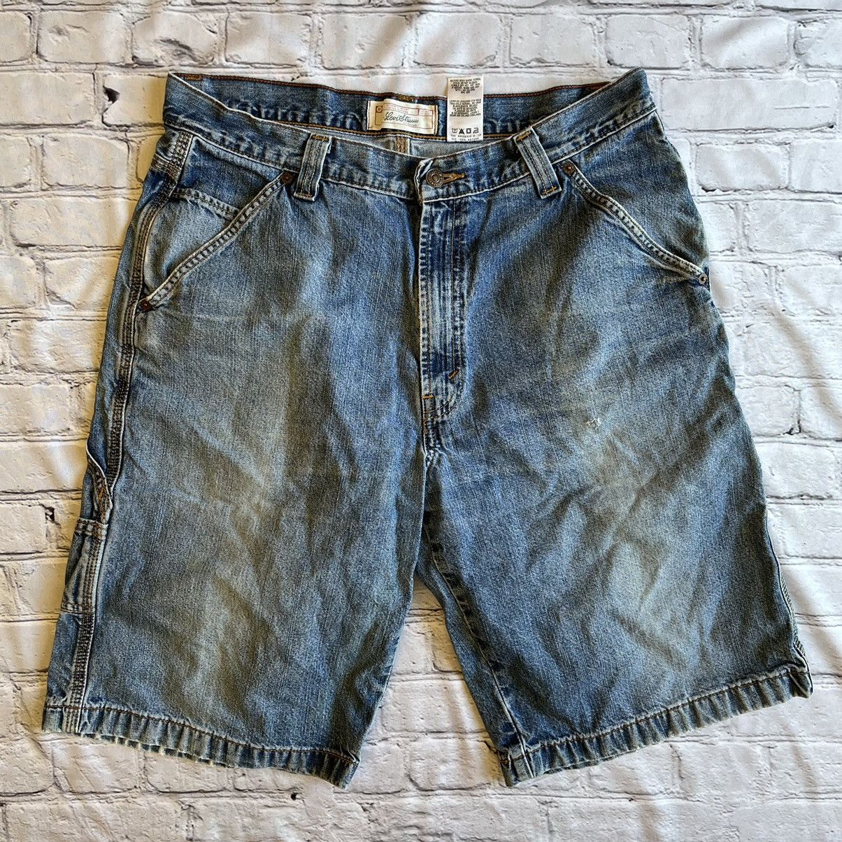 Levi's SIGNATURE Denim Painter Shorts, Men's, W34 equivalent cotton blue type Vintage Second Hand
