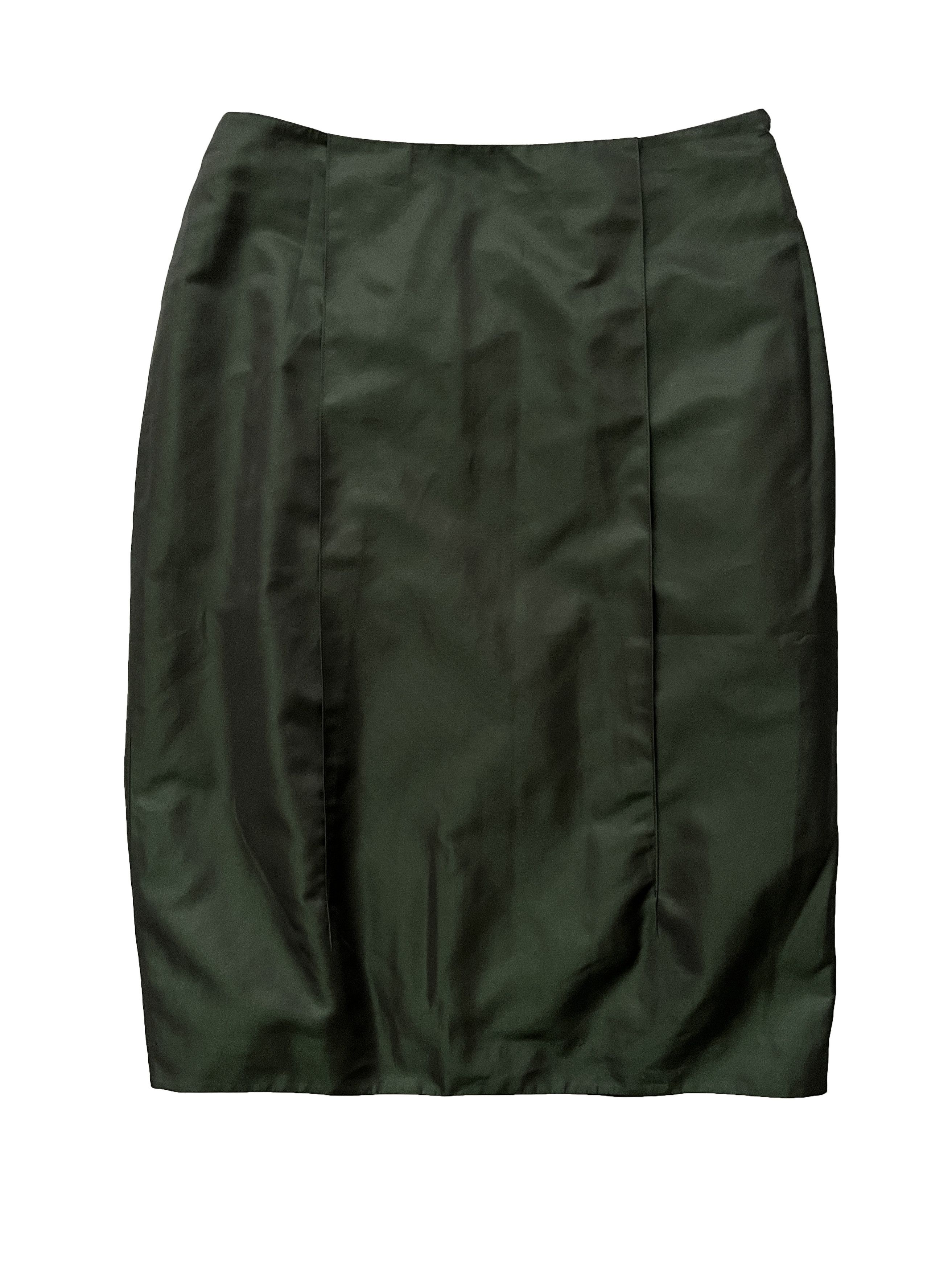 image of 1990's Jil Sander Dark Green Satin Skirt, Women's (Size 27)