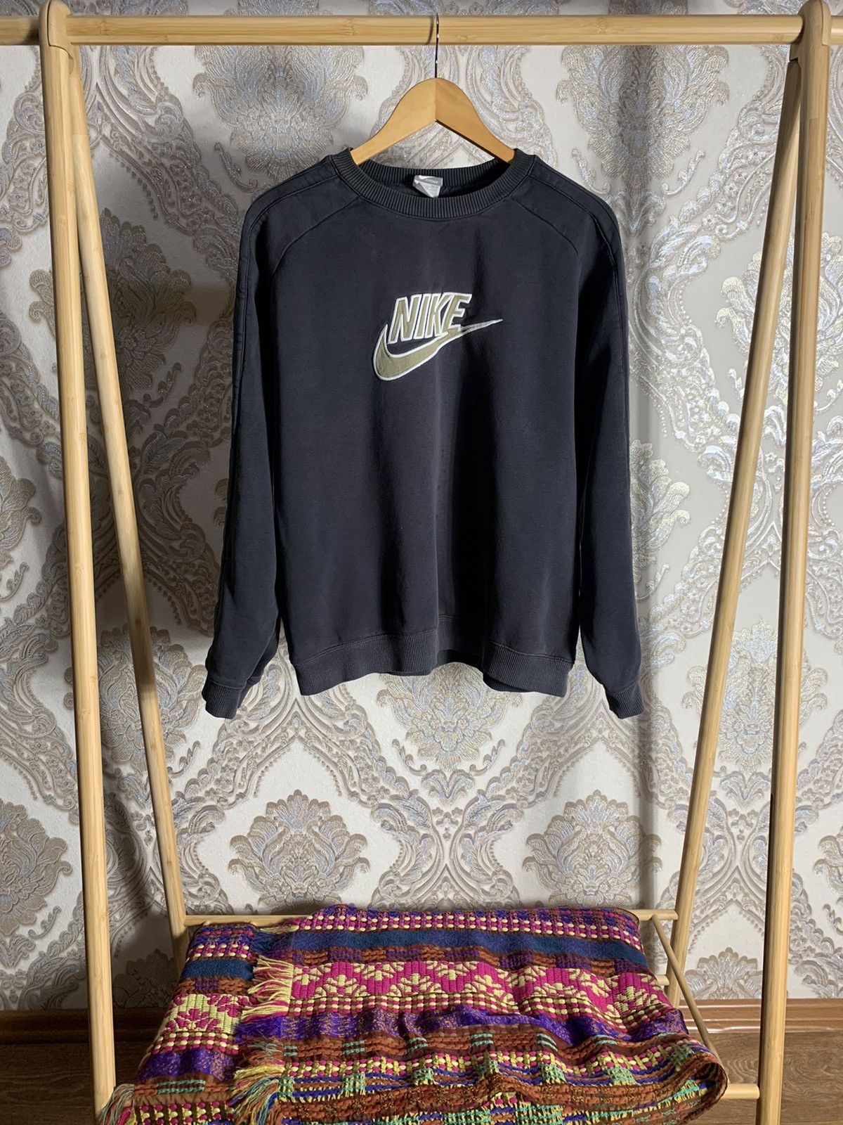 VINTAGE NIKE SWEATSHIRT CENTR BIG LOGO SWOOSH DRILL Y2K 90s