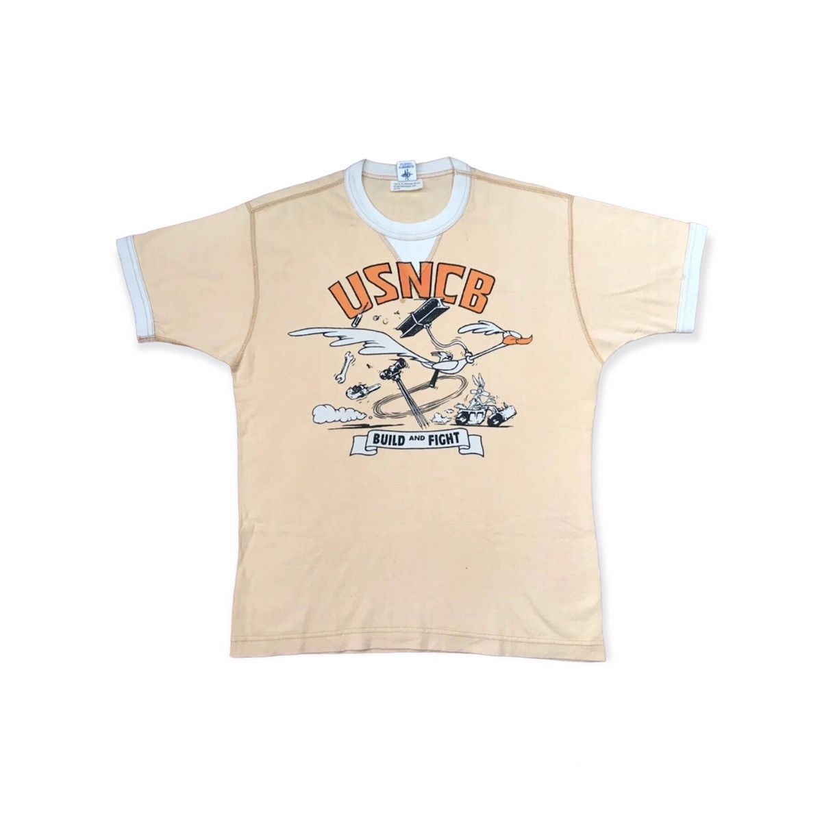 Image of The Real Mccoys x Toys Mccoy Toys Mccoys & Co Usncb Tees in Tan/Beige, Men's (Size Small)