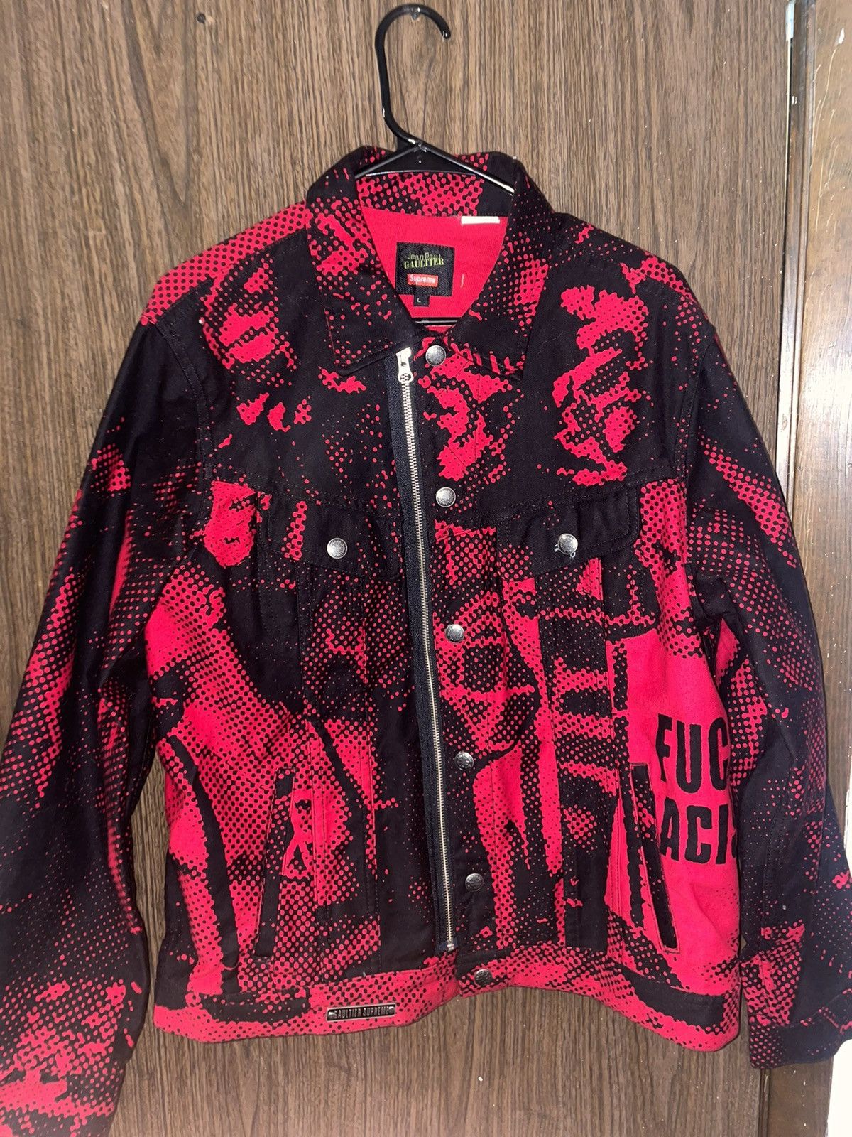 Supreme Jean Paul Gaultier Fuck Racism Trucker Jacket Red