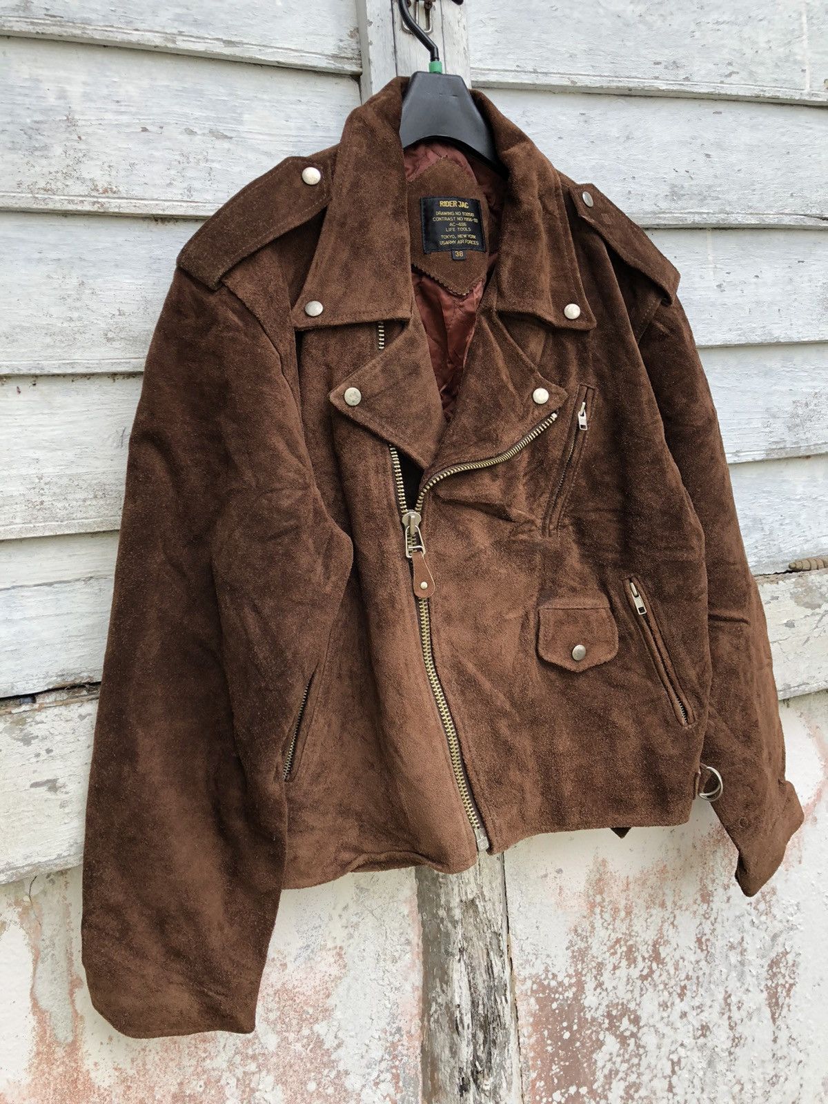 Genuine Leather RIDER JAC US ARMY AIR FORCE SUEDE DOUBLE COLLAR JACKET Size US L / EU 52-54 / 3 - 4 Thumbnail