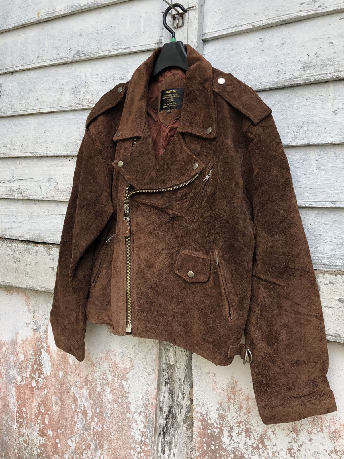 Genuine Leather RIDER JAC US ARMY AIR FORCE SUEDE DOUBLE COLLAR JACKET Size US L / EU 52-54 / 3 - 3 Thumbnail