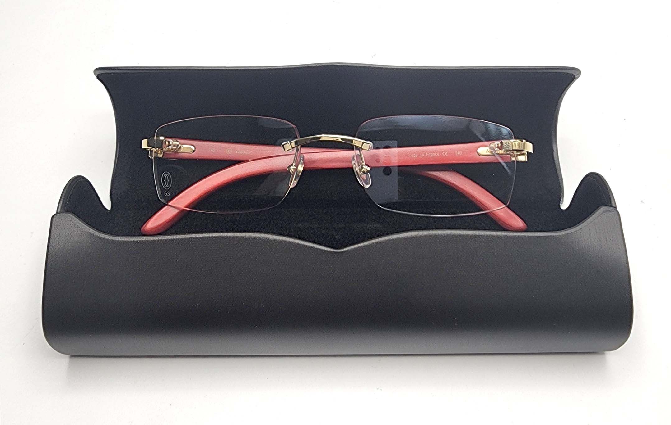 Cartier NEW! Cartier Red Wood Gold Glasses CT00520 Size ONE SIZE - 3 Thumbnail