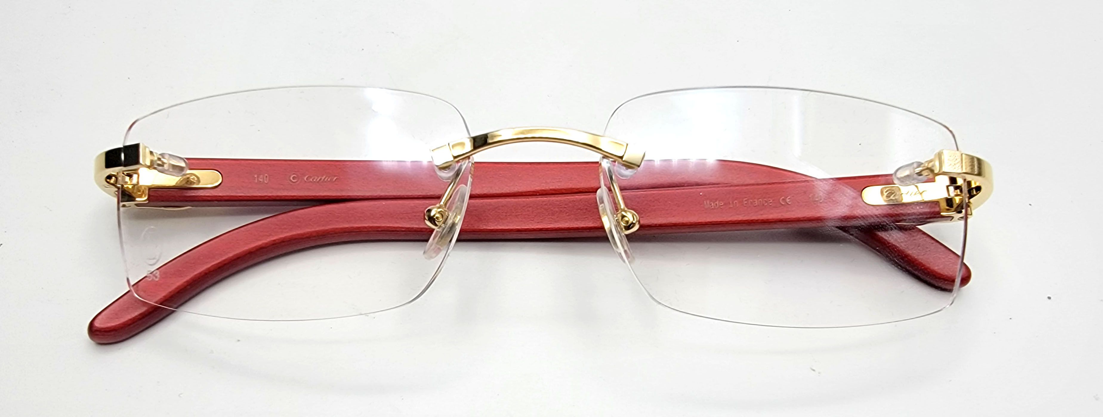 Cartier NEW! Cartier Red Wood Gold Glasses CT00520 Size ONE SIZE - 4 Thumbnail