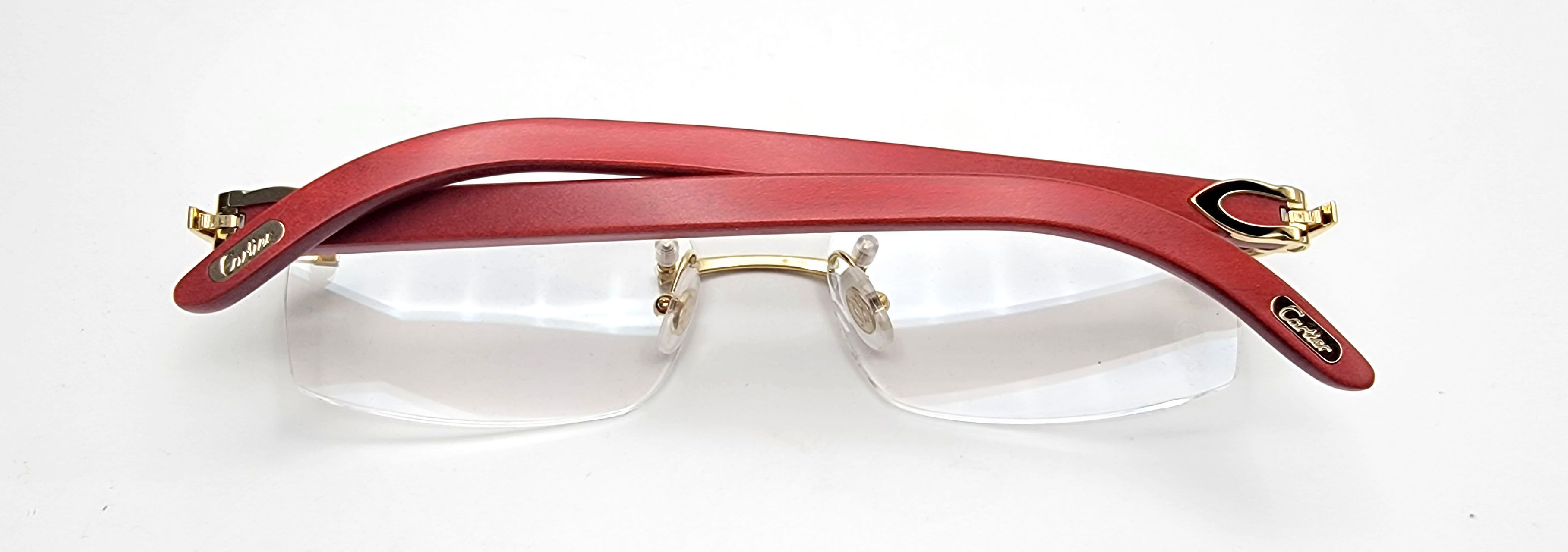 Cartier NEW! Cartier Red Wood Gold Glasses CT00520 Size ONE SIZE - 5 Thumbnail