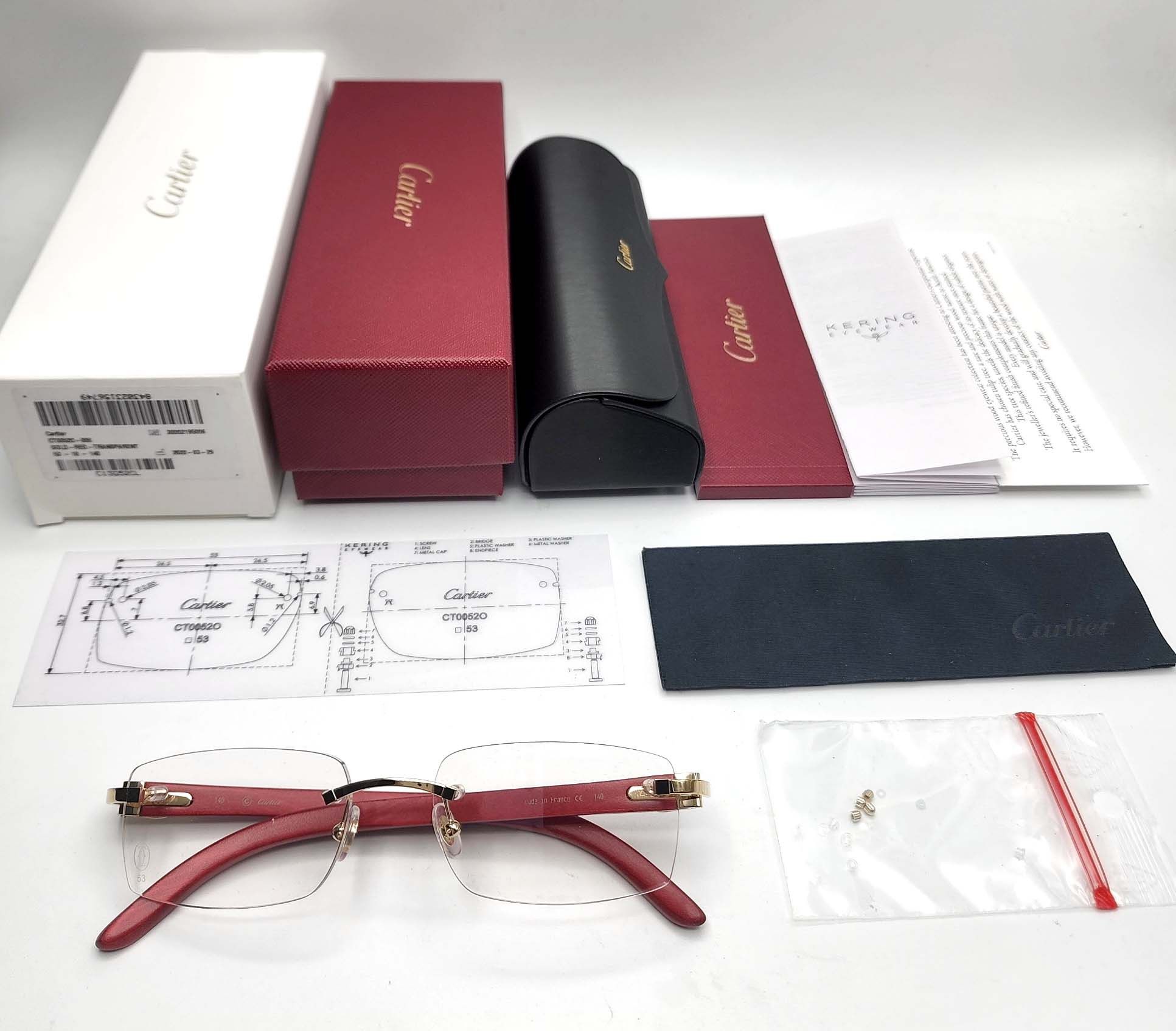Cartier NEW! Cartier Red Wood Gold Glasses CT00520 Size ONE SIZE - 2 Thumbnail