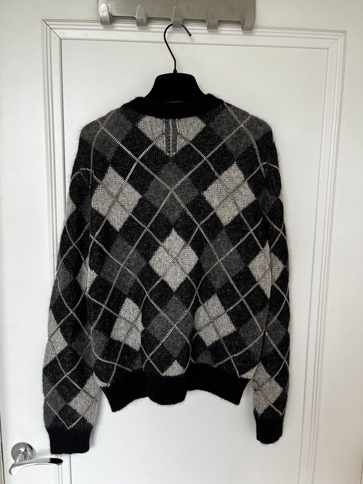 Hedi Slimane × Saint Laurent Paris GRAIL! Saint Laurent FW14 Runway Chain Argyle Mohair Sweater Size US XS / EU 42 / 0 - 3 Thumbnail