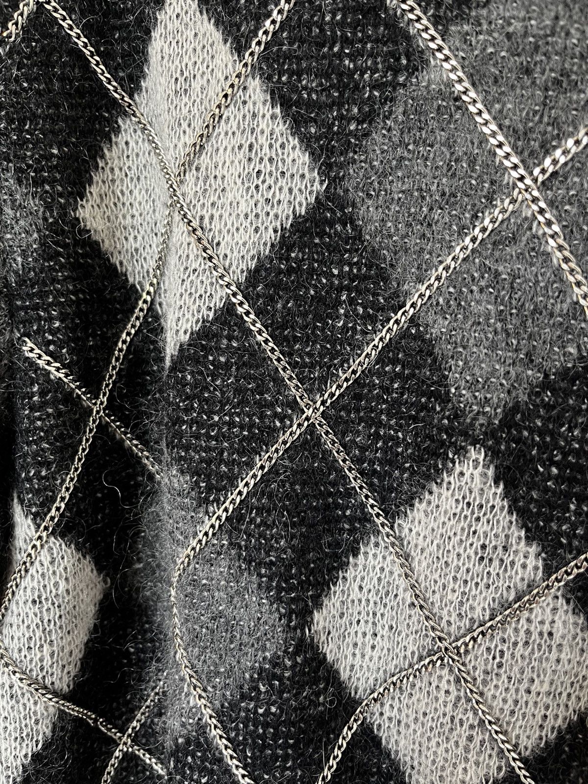 Hedi Slimane × Saint Laurent Paris GRAIL! Saint Laurent FW14 Runway Chain Argyle Mohair Sweater Size US XS / EU 42 / 0 - 2 Thumbnail