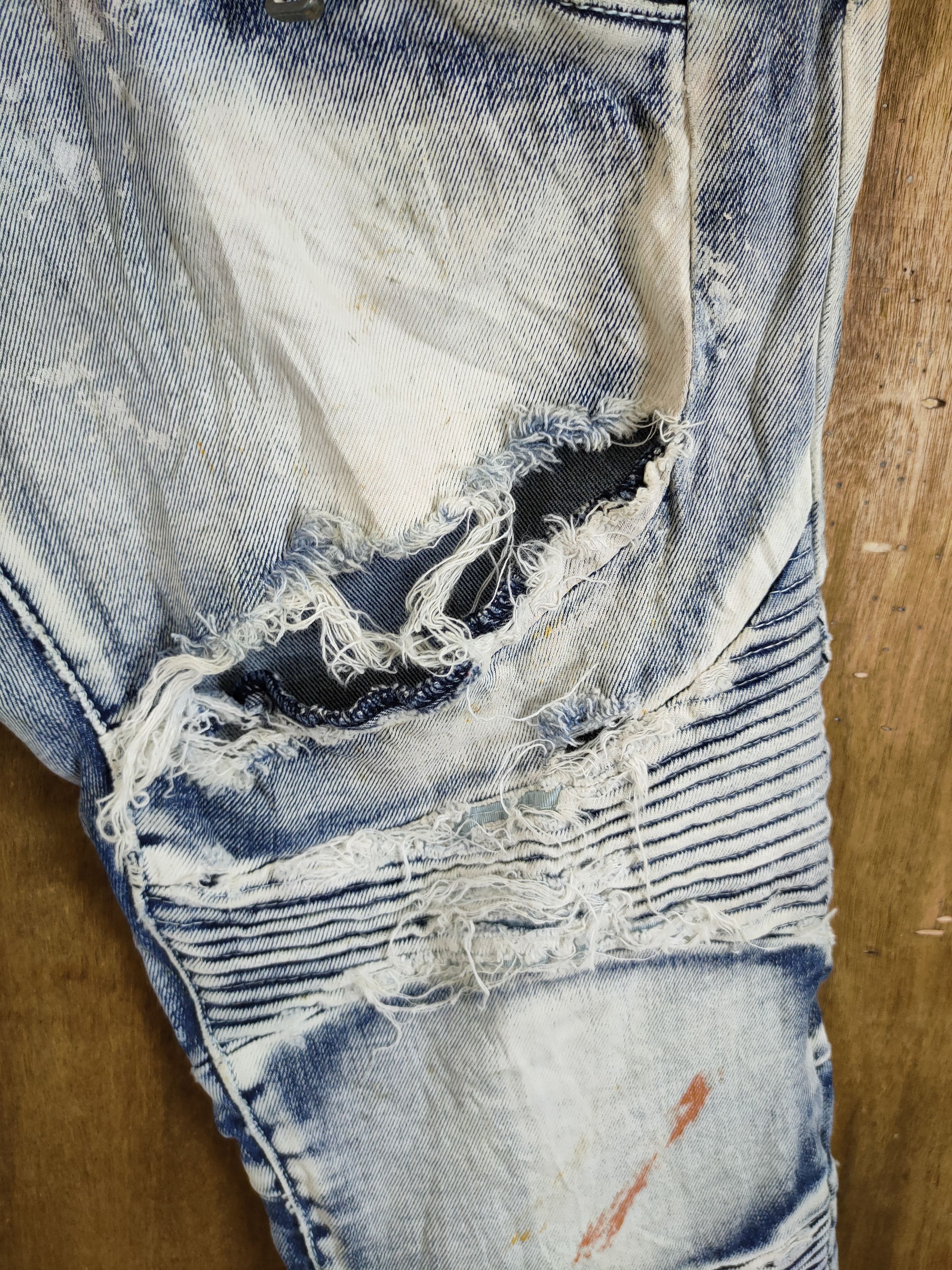 Smoke Rise Smoke rise distressed bikers denim like balmain #46-741DL Size US 32 / EU 48 - 5 Thumbnail