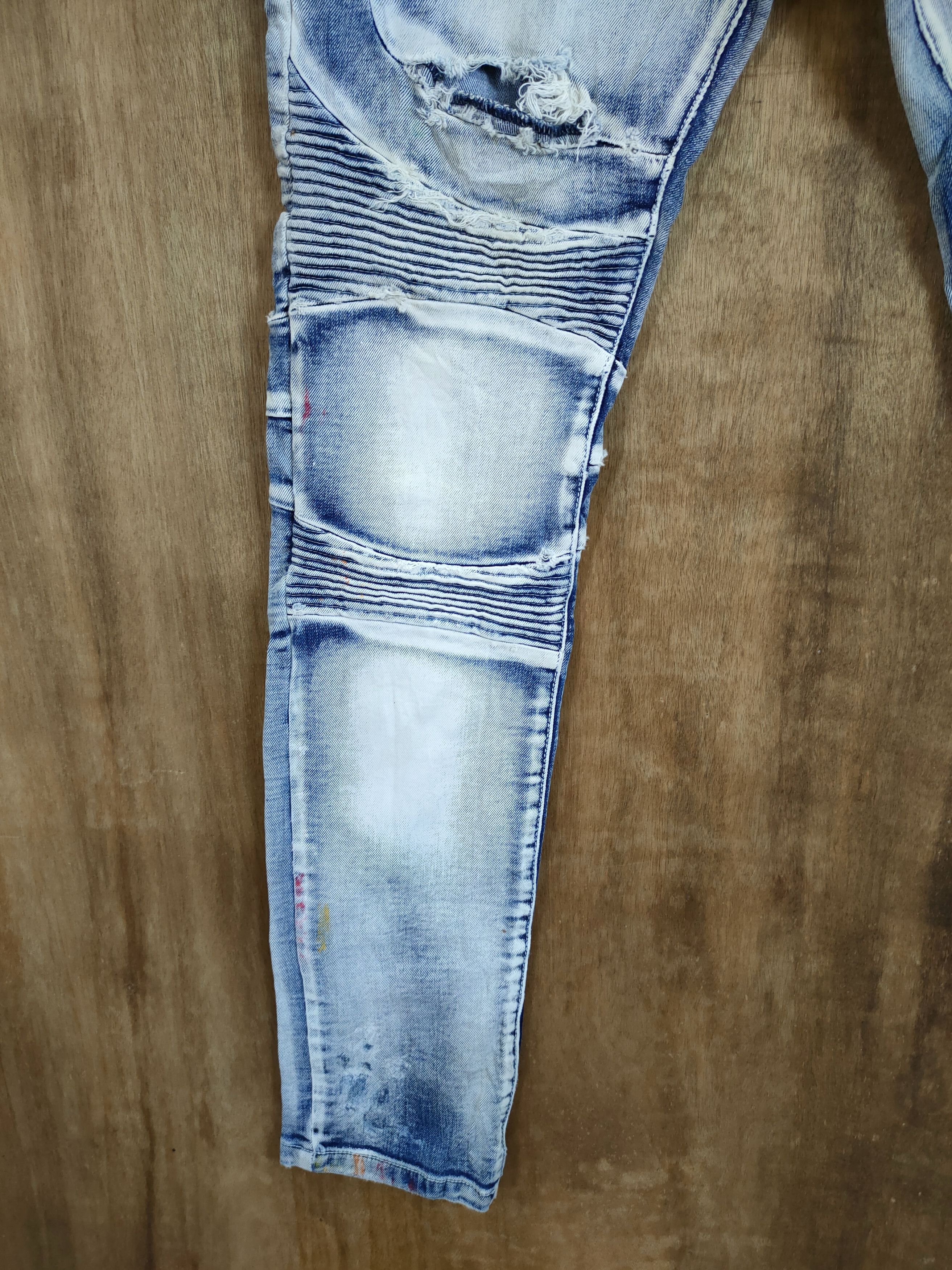 Smoke Rise Smoke rise distressed bikers denim like balmain #46-741DL Size US 32 / EU 48 - 3 Thumbnail