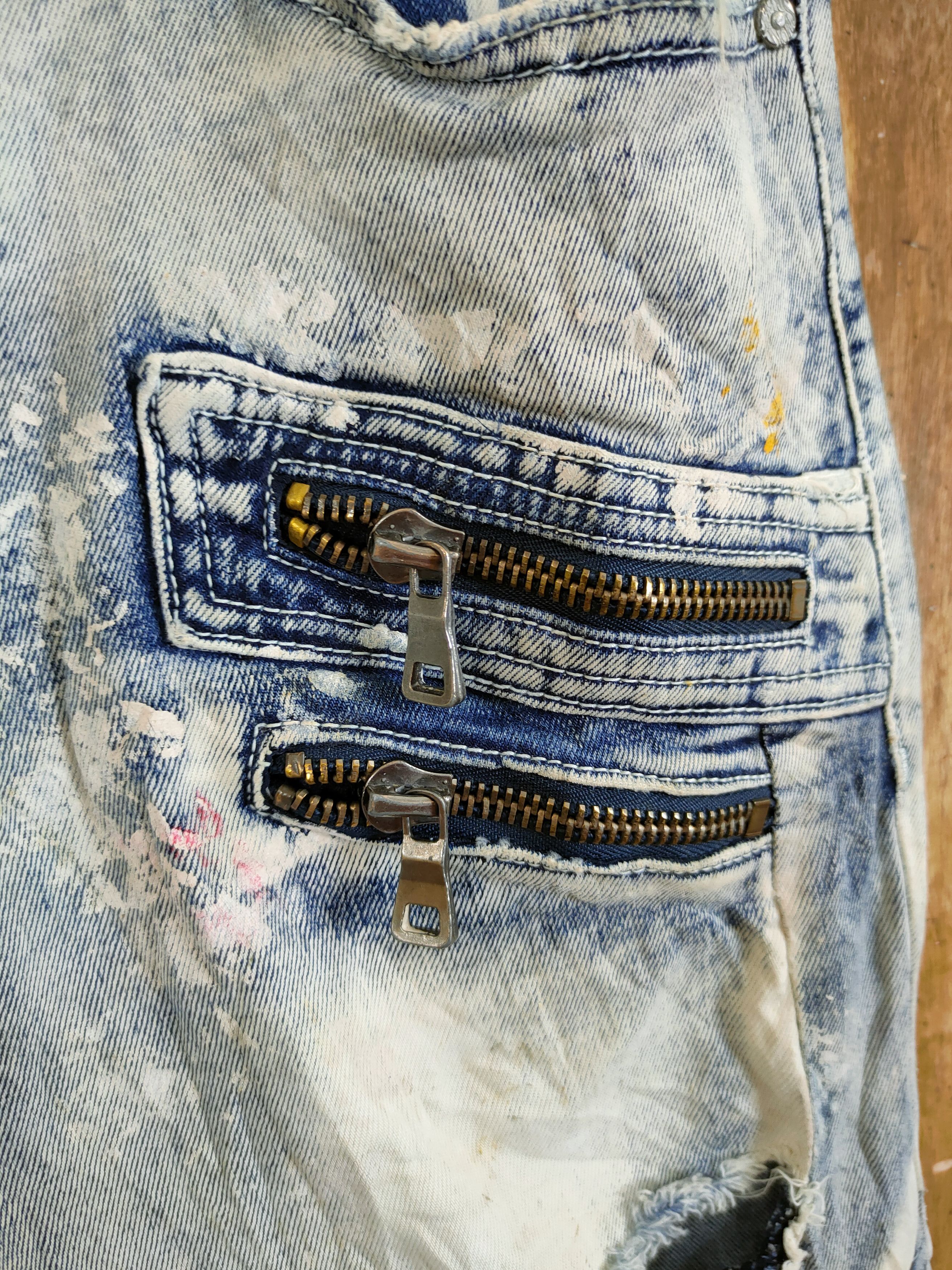 Smoke Rise Smoke rise distressed bikers denim like balmain #46-741DL Size US 32 / EU 48 - 7 Thumbnail