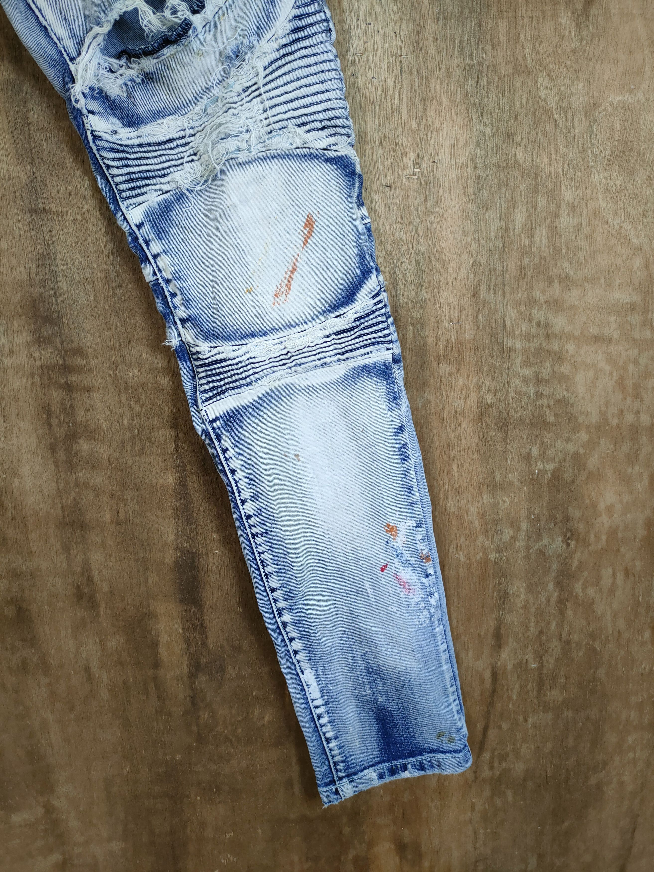 Smoke Rise Smoke rise distressed bikers denim like balmain #46-741DL Size US 32 / EU 48 - 2 Thumbnail