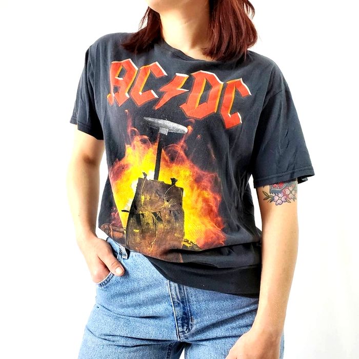 Rude (Hot Topic) AC/DC Distressed Graphic Band Tee - M | Grailed