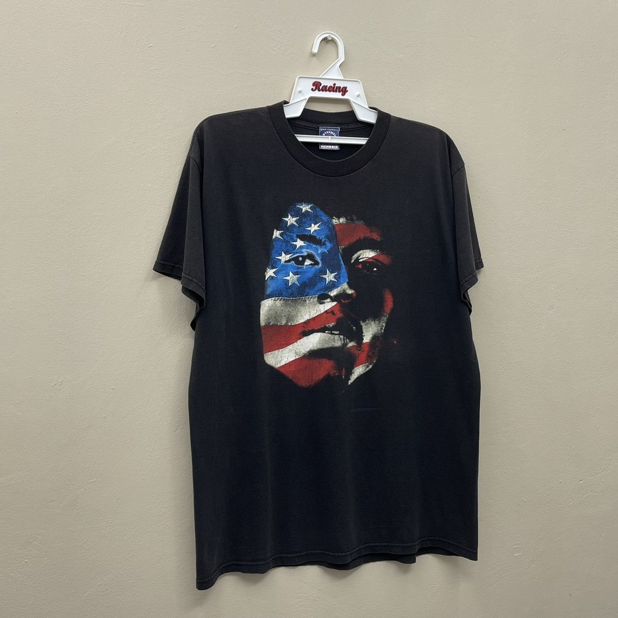 Band Tees Vintage Jimi Hendrix Face Usa Flag Rare T-Shirt 00s Size US L / EU 52-54 / 3 - 6 Thumbnail