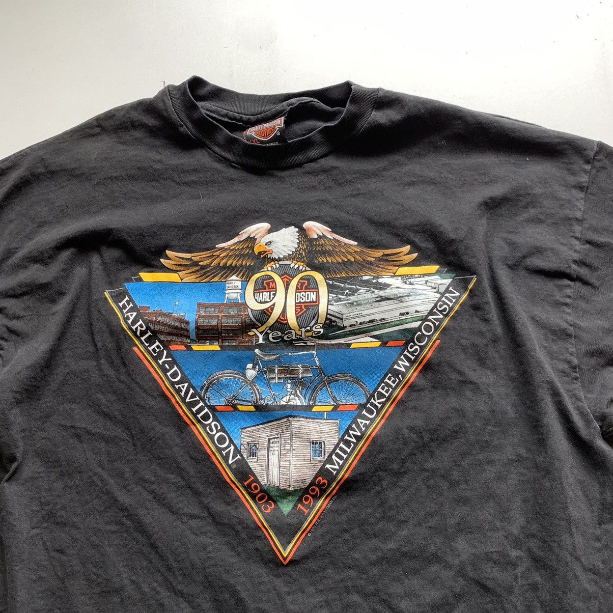 Vintage 90s Harley Davidson 90 Year Anniversary T Shirt XXL - Tops 