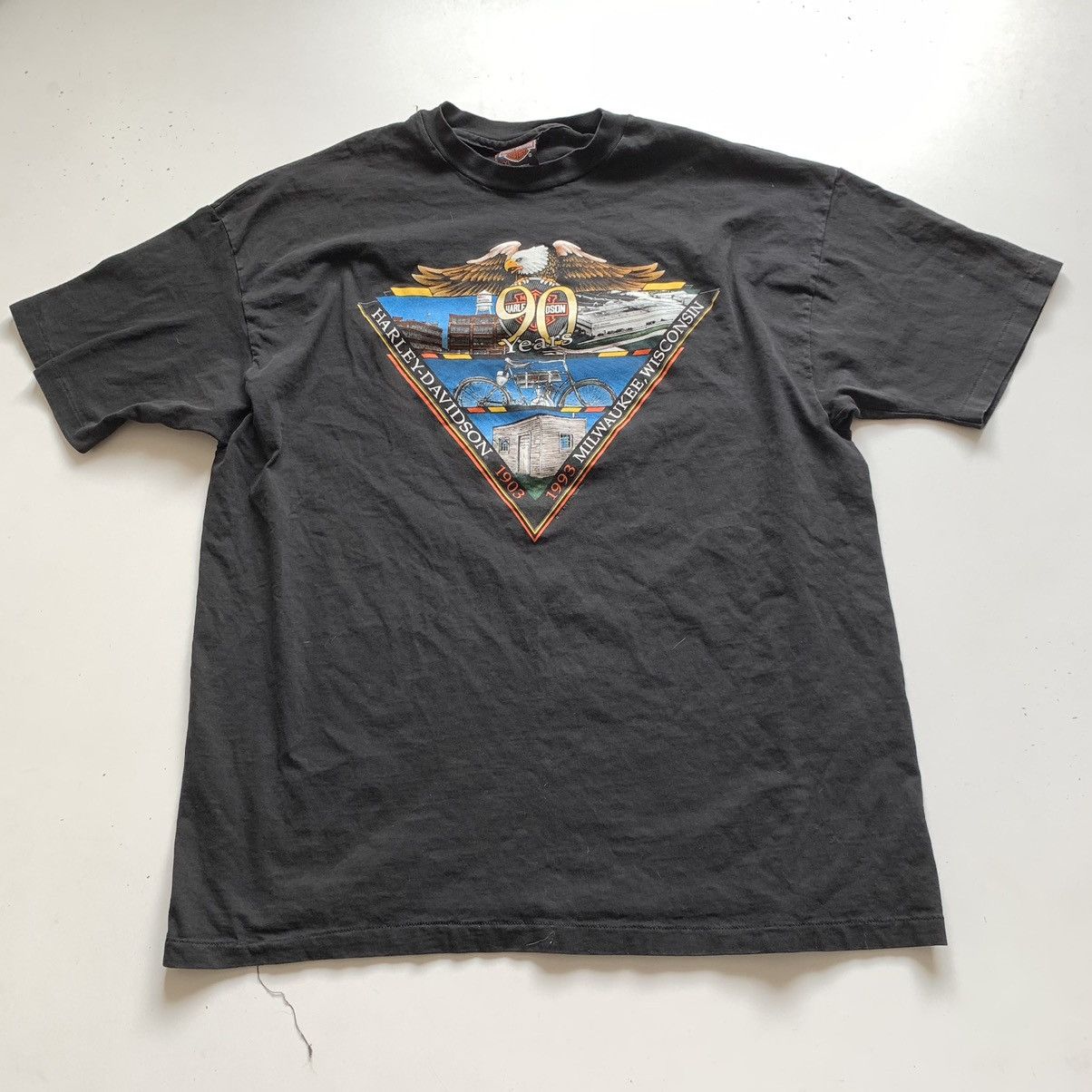 Vintage 90s Harley Davidson 90 Year Anniversary T Shirt XXL - Tops 