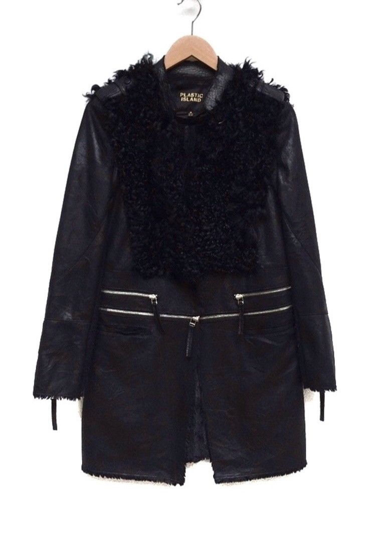Vintage 🔥Plastic Island Black Na Long Jacket Size XS / US 0-2 / IT 36-38 - 1 Thumbnail