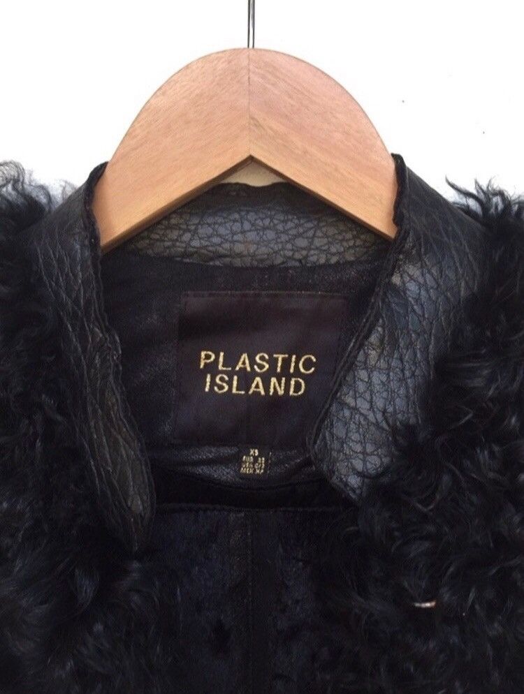 Vintage 🔥Plastic Island Black Na Long Jacket Size XS / US 0-2 / IT 36-38 - 4 Thumbnail