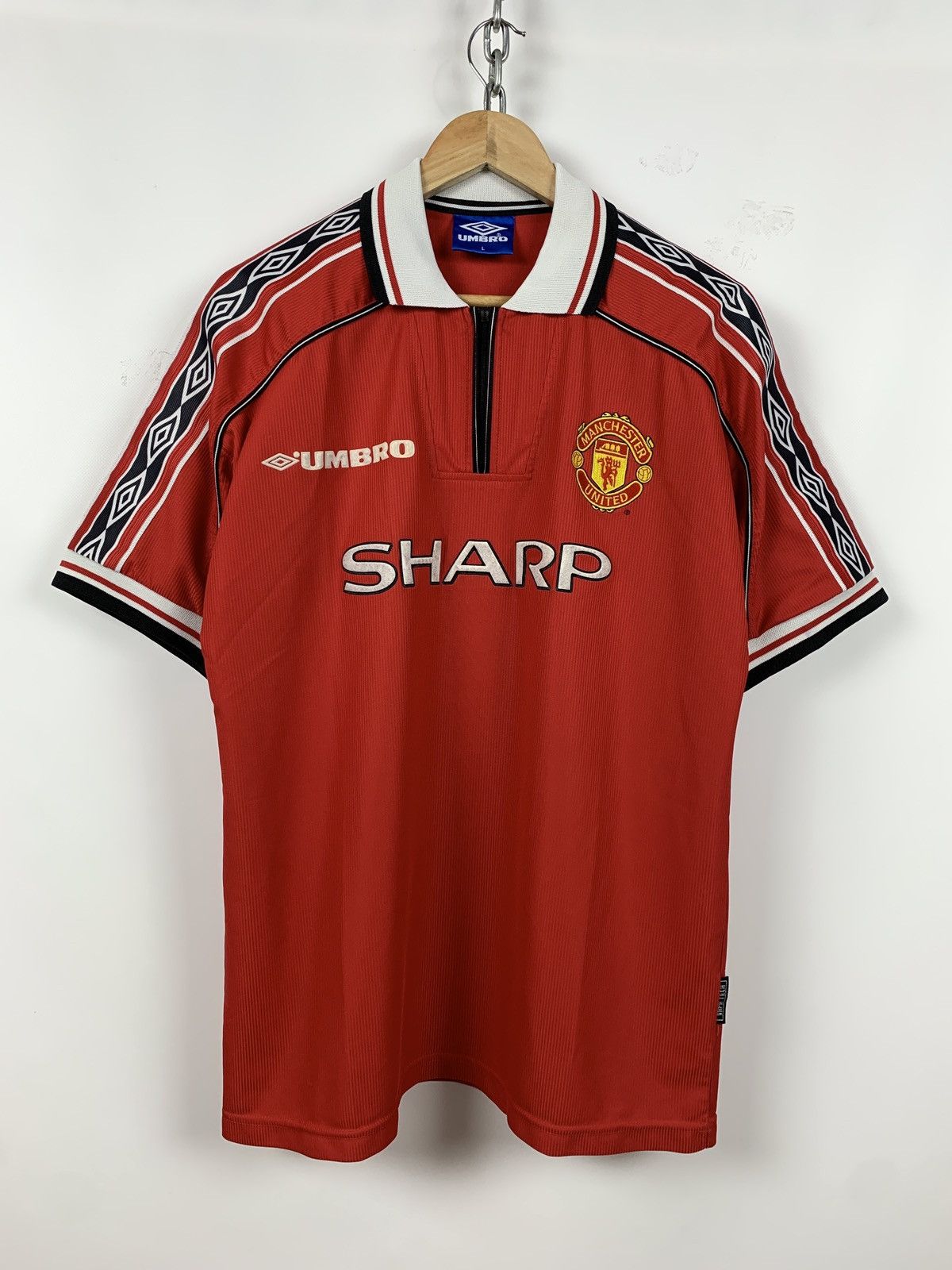 1998-00 Manchester United Umbro Home Shirt Beckham #7 L