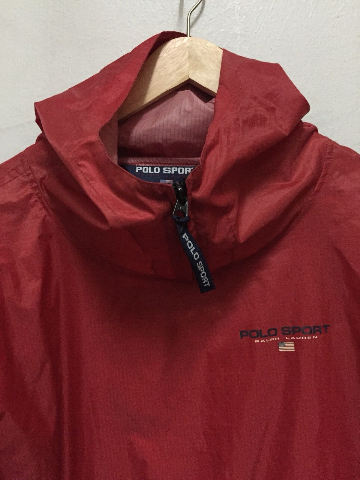 Polo Ralph Lauren Vintage Polo Sport Raplh Lauren Windbreaker Hoddie Red Colour Size US M / EU 48-50 / 2 - 2 Thumbnail