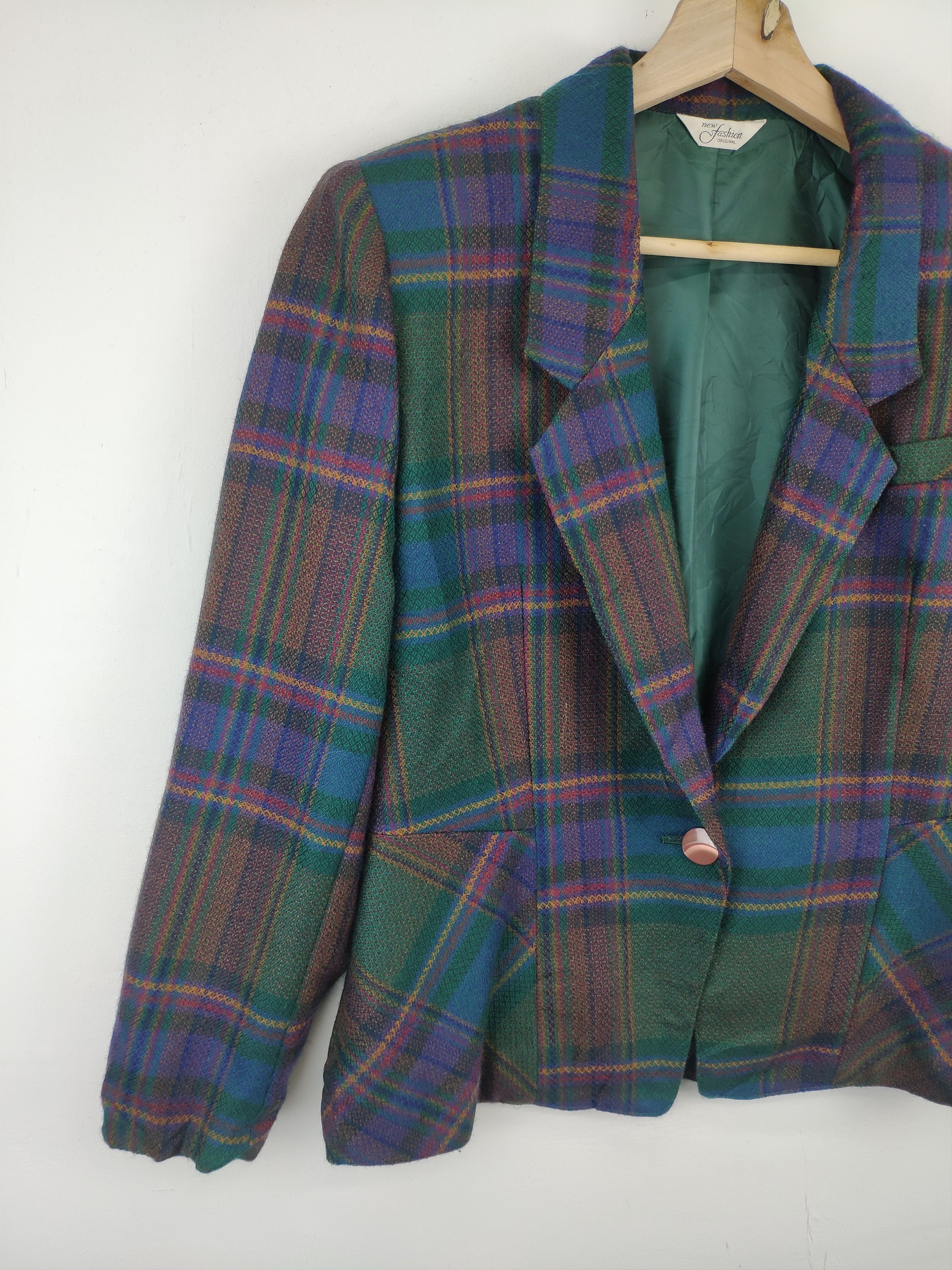 Japanese Brand Vintage Japanese Wool Checkered Blazer Tartan Pattern Size M / US 6-8 / IT 42-44 - 7 Thumbnail