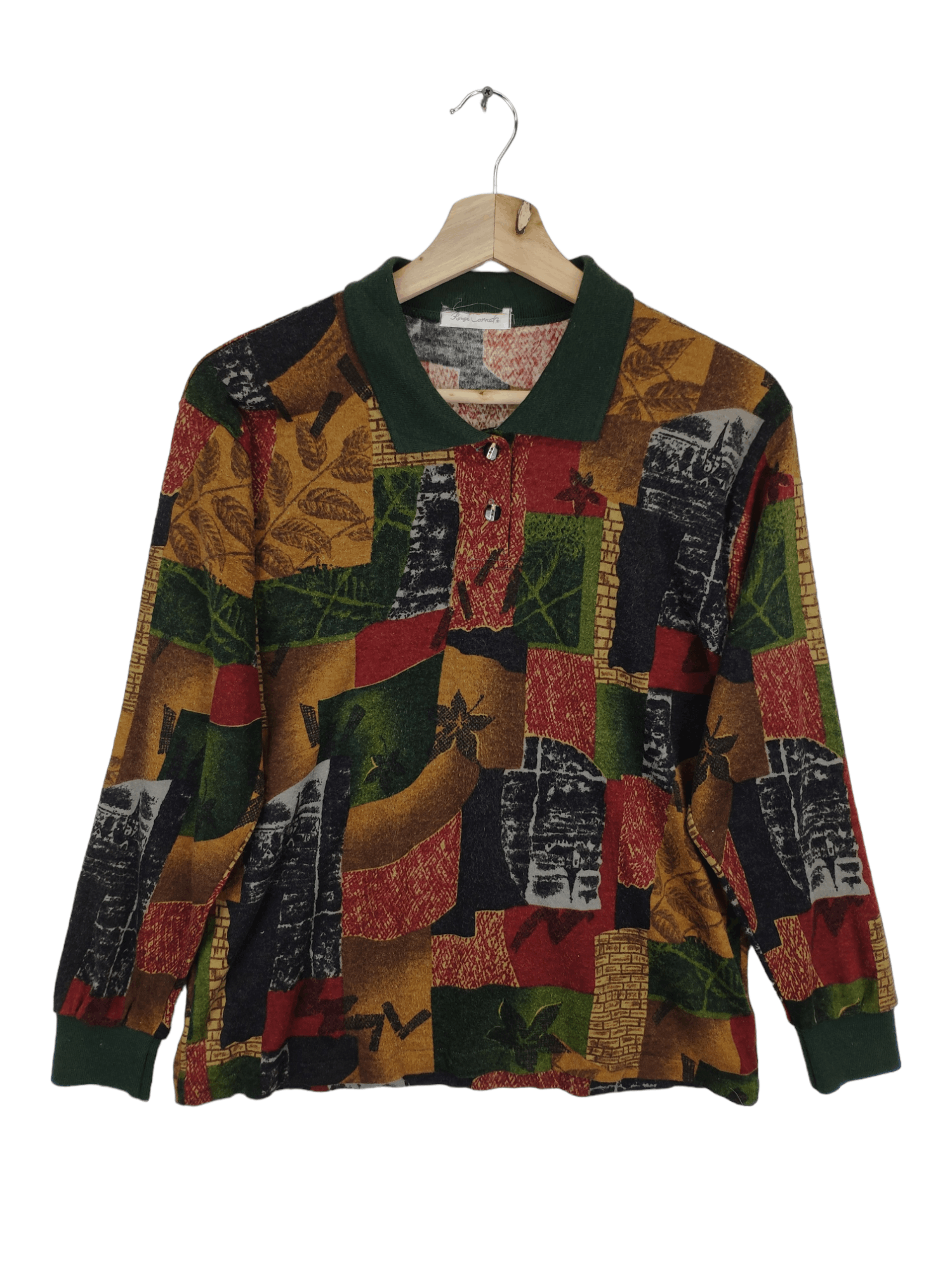 Japanese Brand × Vintage Vintage Polo Shirt Long Sleeve Art Motif Size M / US 6-8 / IT 42-44 - 1 Thumbnail