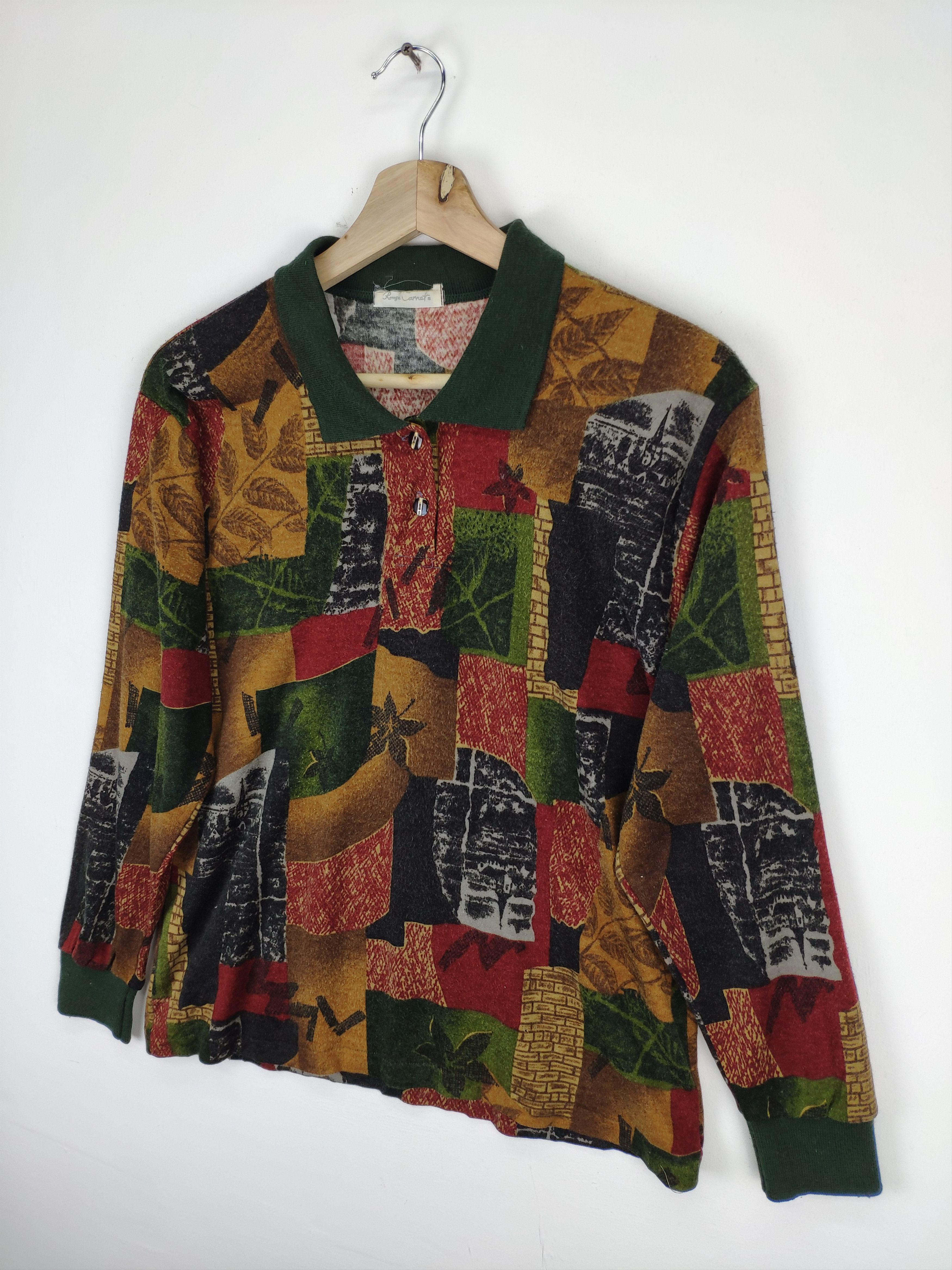 Japanese Brand × Vintage Vintage Polo Shirt Long Sleeve Art Motif Size M / US 6-8 / IT 42-44 - 5 Thumbnail