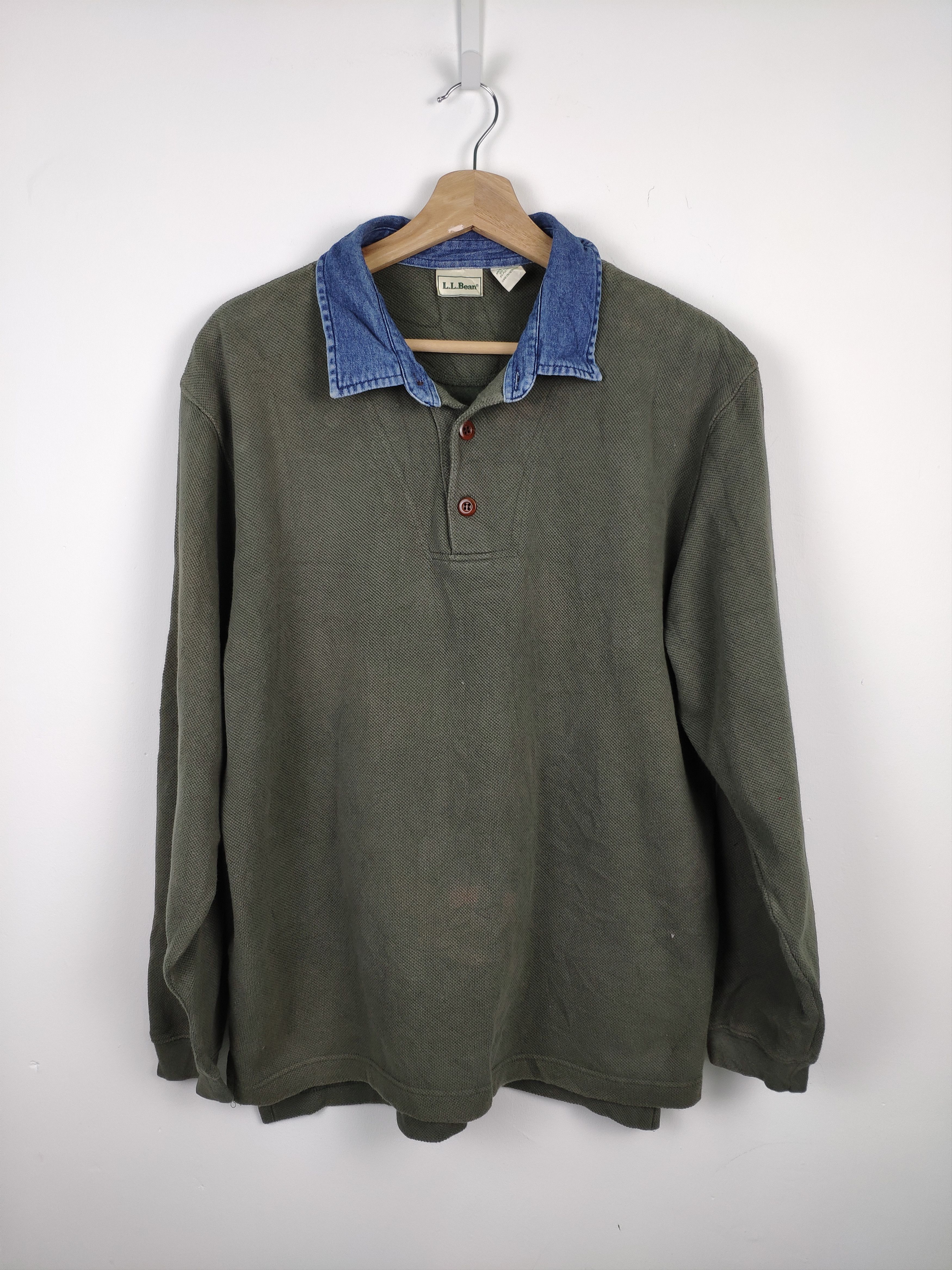 L.L. Bean × Vintage Steal 💥 Vintage LL Bean Polo Shirt Long Sleeve Size US M / EU 48-50 / 2 - 1 Thumbnail