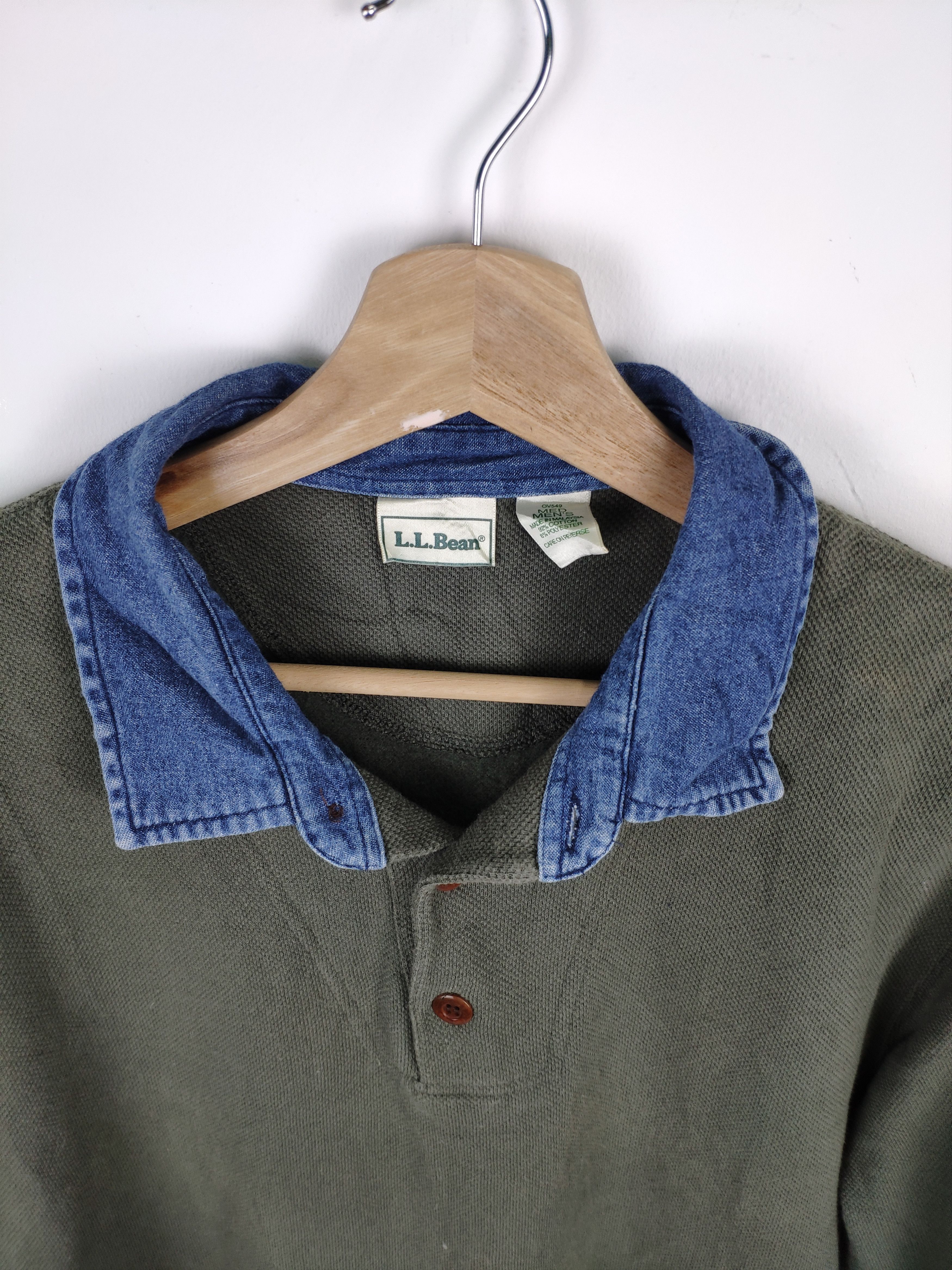 L.L. Bean × Vintage Steal 💥 Vintage LL Bean Polo Shirt Long Sleeve Size US M / EU 48-50 / 2 - 2 Thumbnail