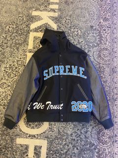 Supreme King Hooded Varsity Jacket Purple