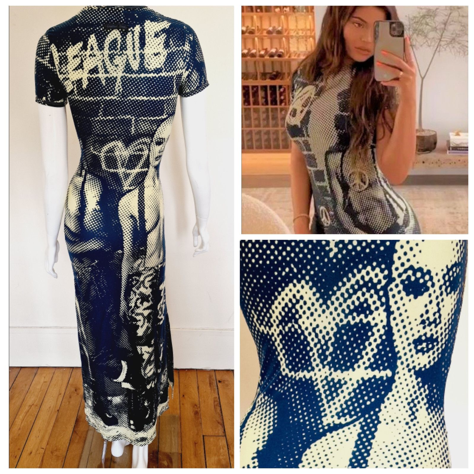 image of Jean Paul Gaultier Punk Fight Against Racism 1997 Dress in Black Yellow, Women's (Size Small)