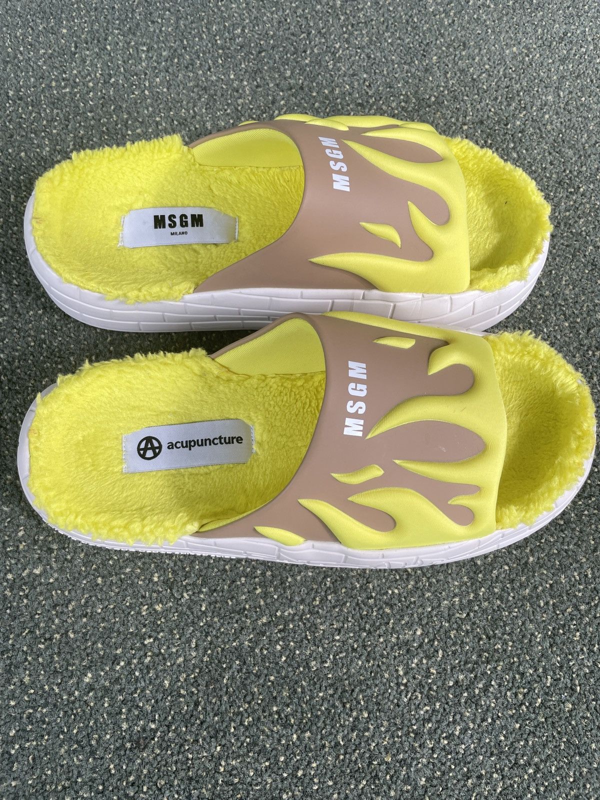 Msgm/Acupuncture Shearling lined slides $270