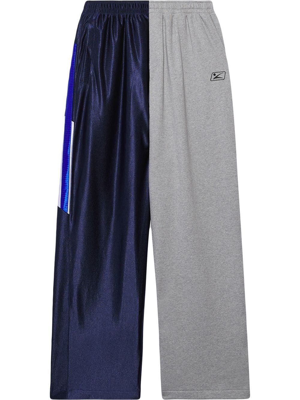 image of Balenciaga Ss 21 50/50 Wide Fit Track Pants in Grey/Navy, Men's (Size 30)