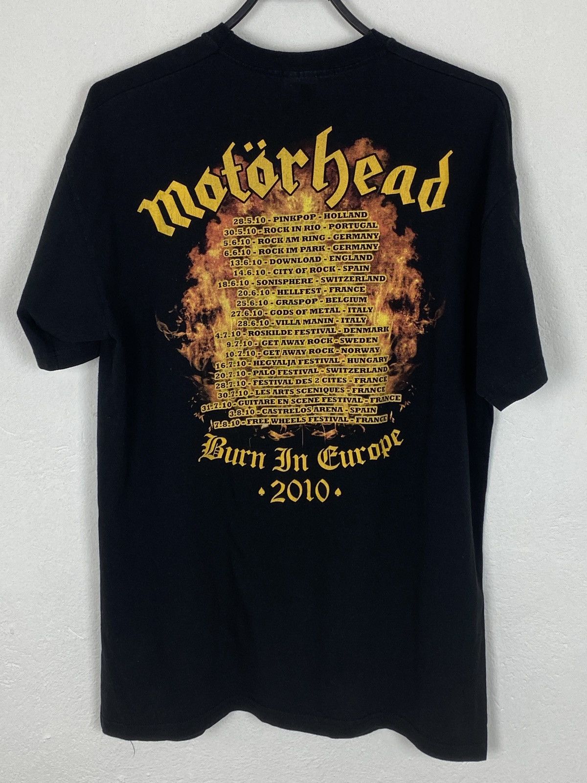 Band Tees Motorhead 2010 Burn In Europe Tour T-Shirt In Black Size US M / EU 48-50 / 2 - 4 Thumbnail