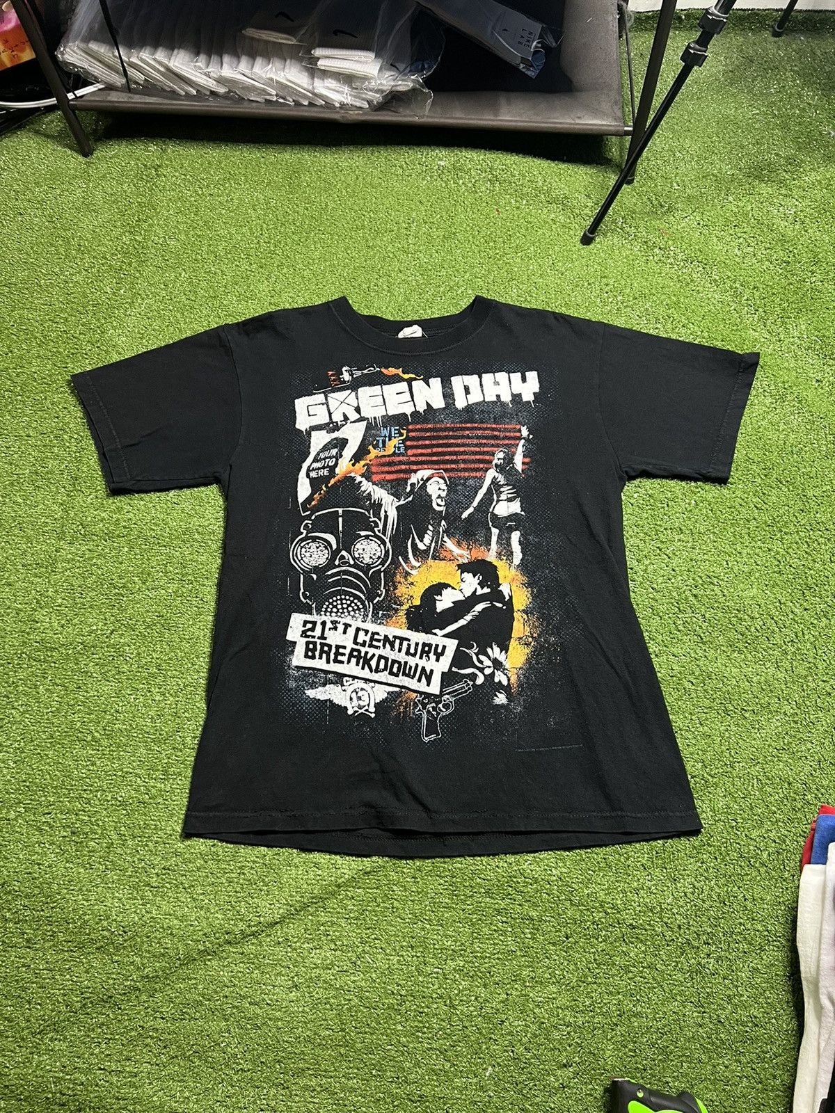 Green Day Band T-shirt, Men's M size unknown black type Vintage Second Hand