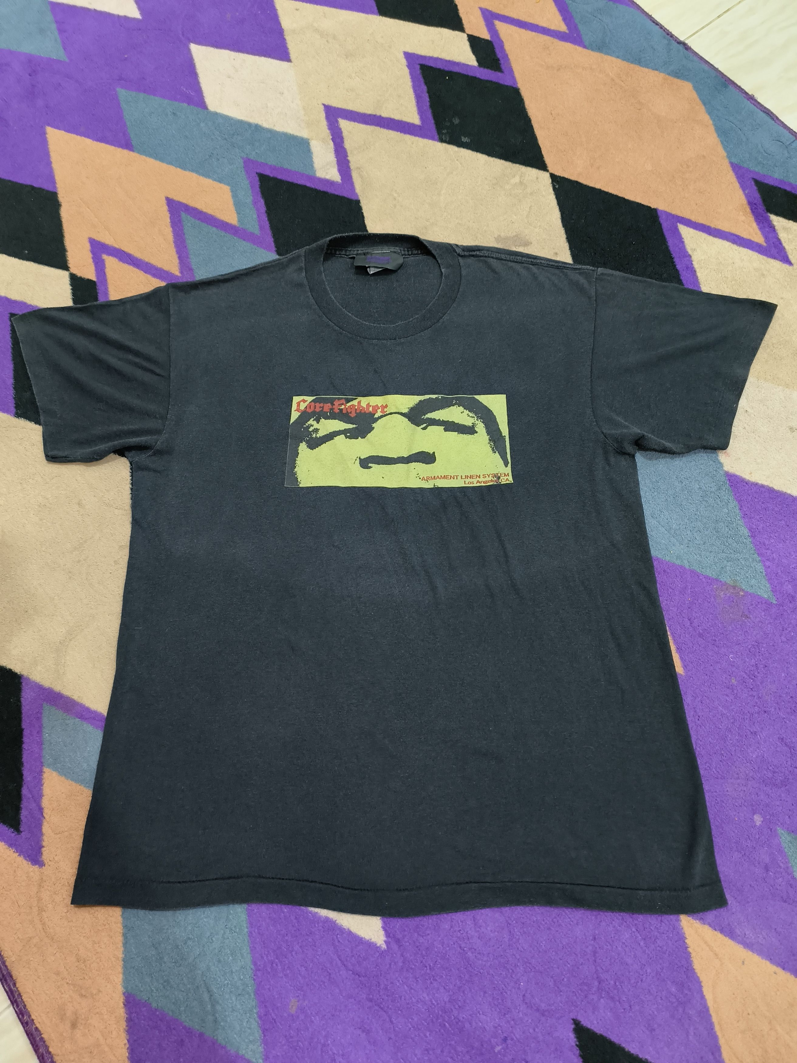 image of Vintage Core Fighter Thrashed Tee in Faded Black, Men's (Size Large)