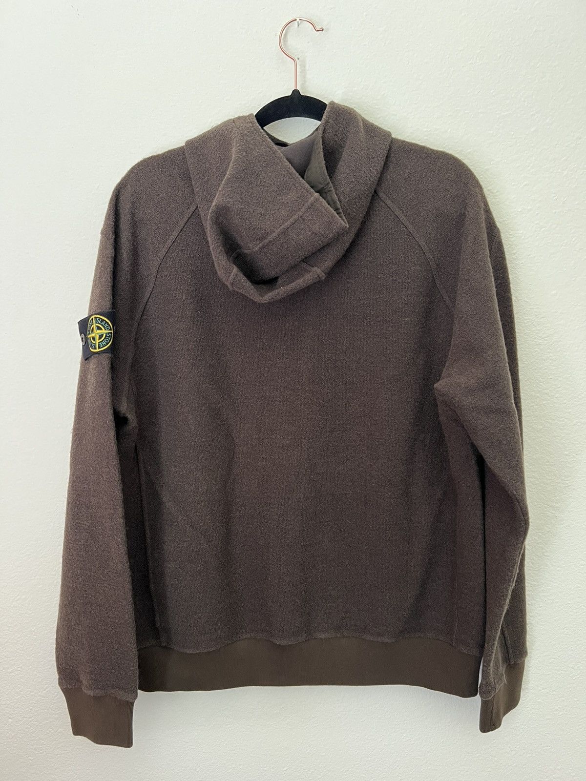 Stone Island Brown wool zip up jacket hoodie