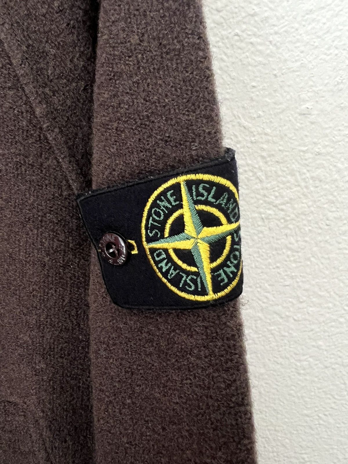 Stone Island Brown wool zip up jacket hoodie