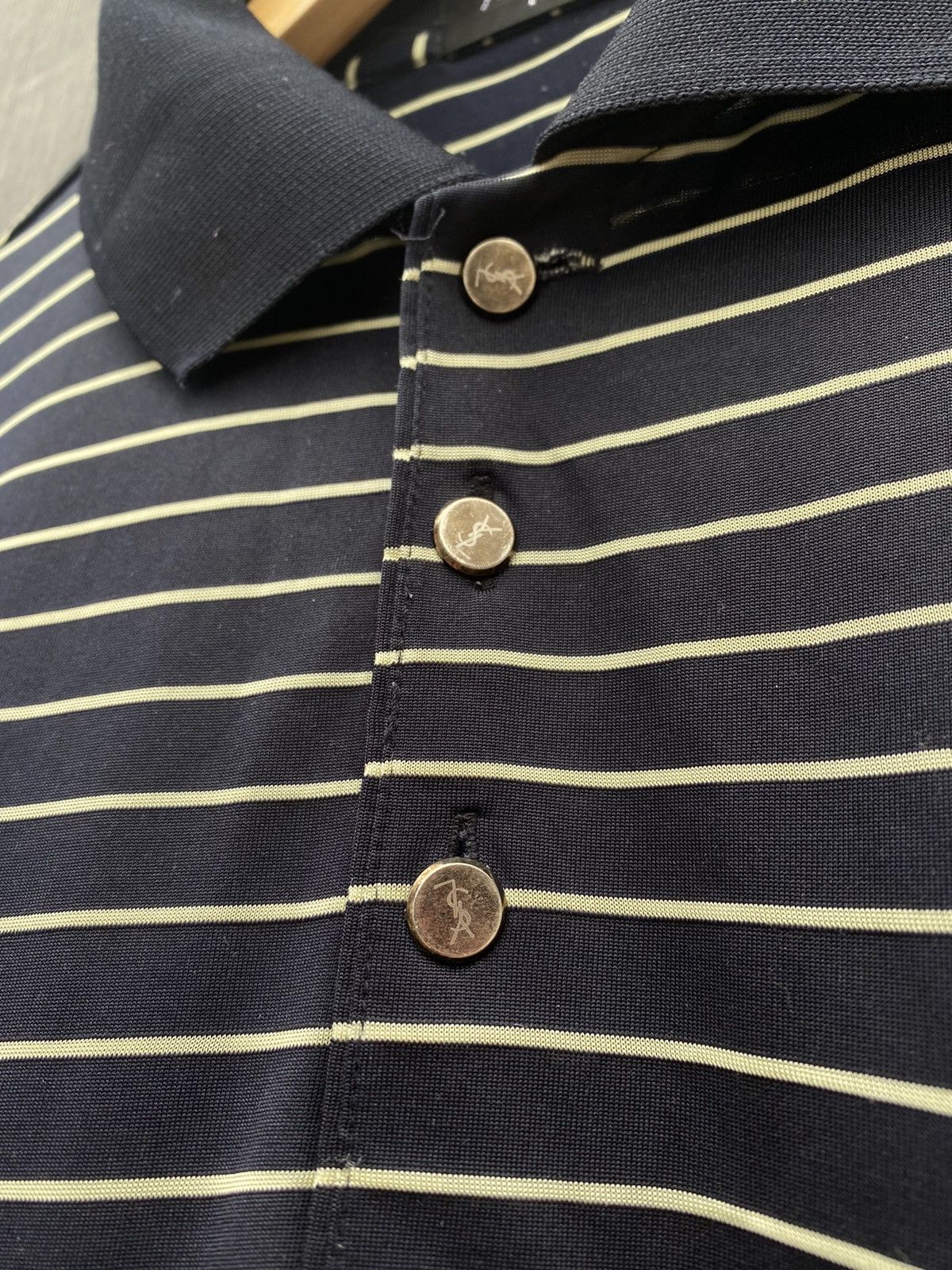 Vintage Vintage Yves saint laurent striped polo t shirt Size US L / EU 52-54 / 3 - 3 Thumbnail