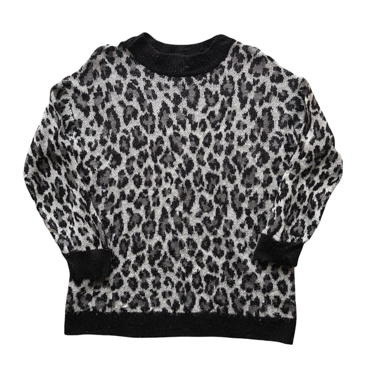 GU Black Leopard Pattern Knit Sweater Pullover by GU Japan Size L / US 10 / IT 46 - 1 Thumbnail