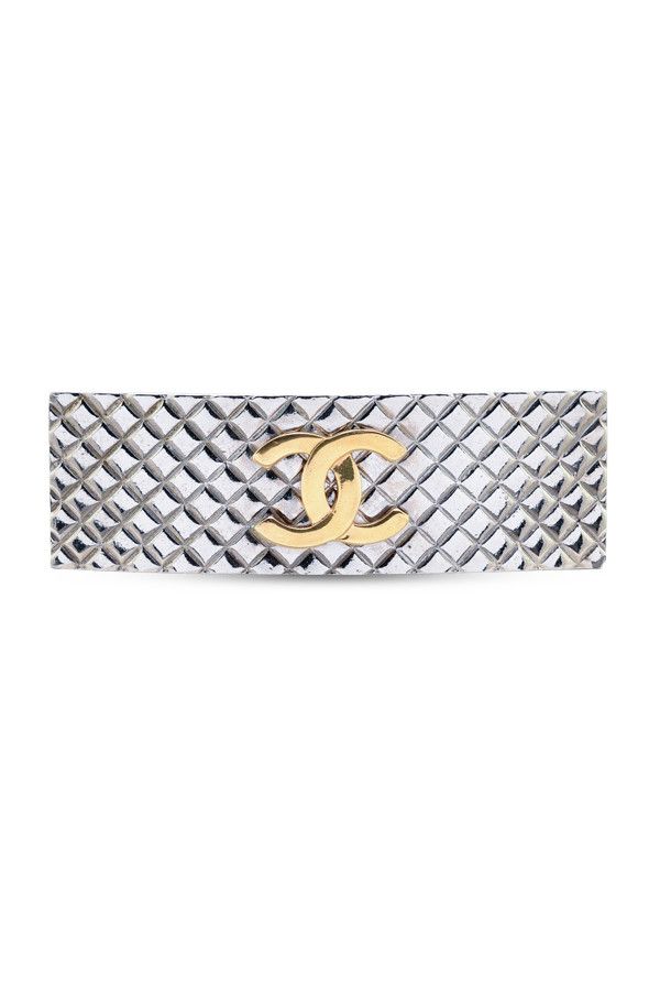 Chanel Chanel CC Logo Quilted Matelasse Barrette Hair Clip Silver Size ONE SIZE - 1 Thumbnail