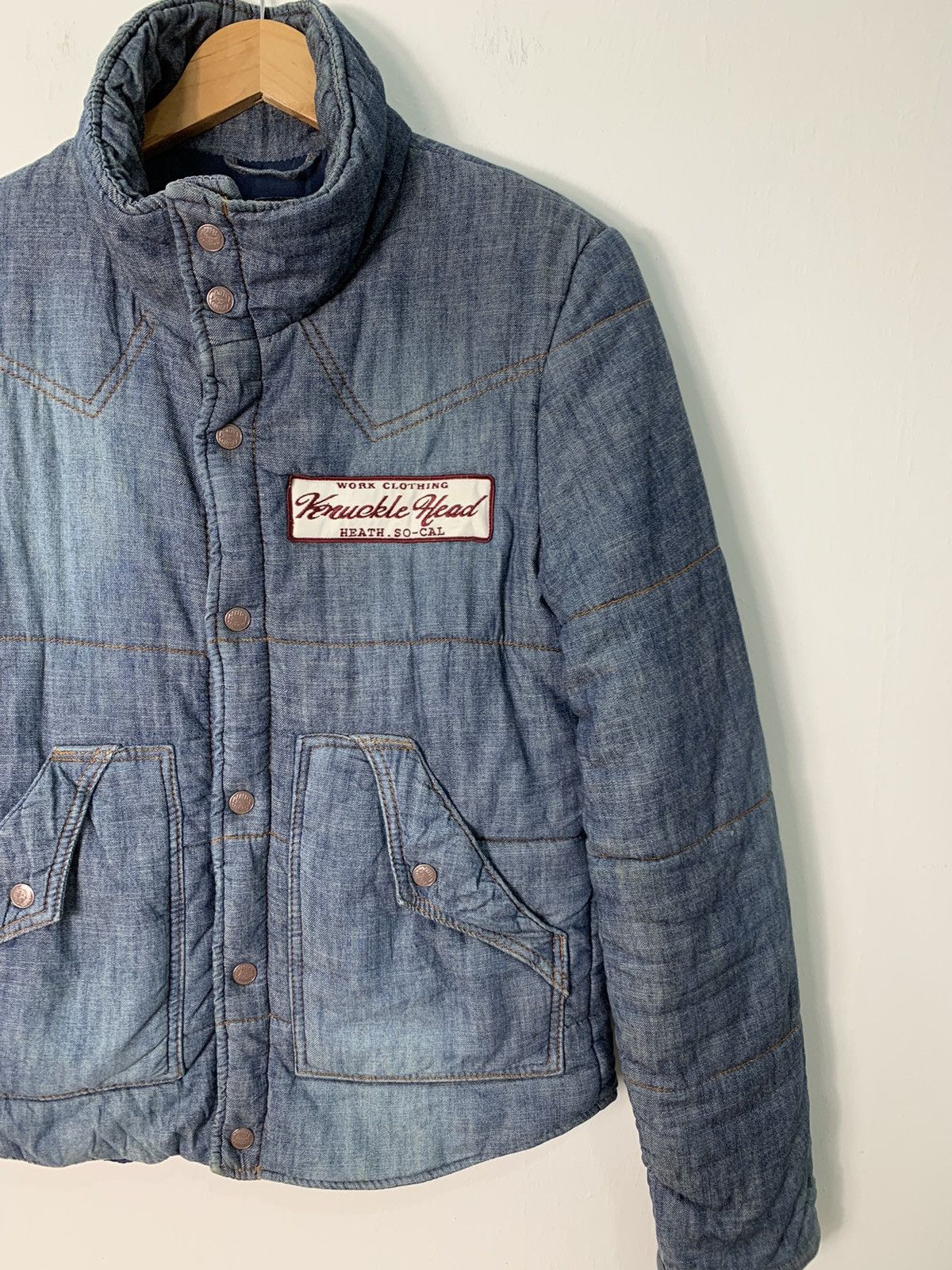 Japanese Brand Knuckle Head Denim Style Puffer Jacket Motor Harley Davidson Size US M / EU 48-50 / 2 - 2 Thumbnail