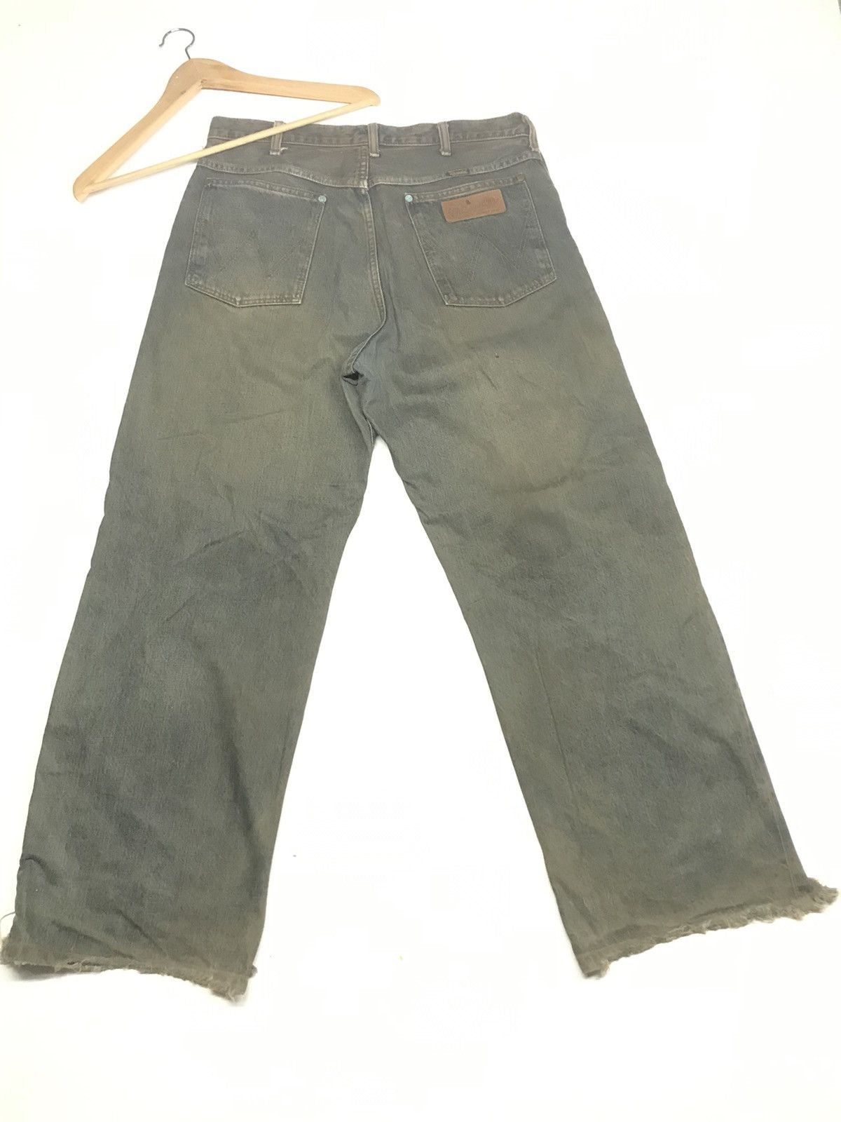 image of Distressed Denim x Vintage Rusty Wrangler Blue Bell Distressed Selvedge Denim, Men's (Size 34)